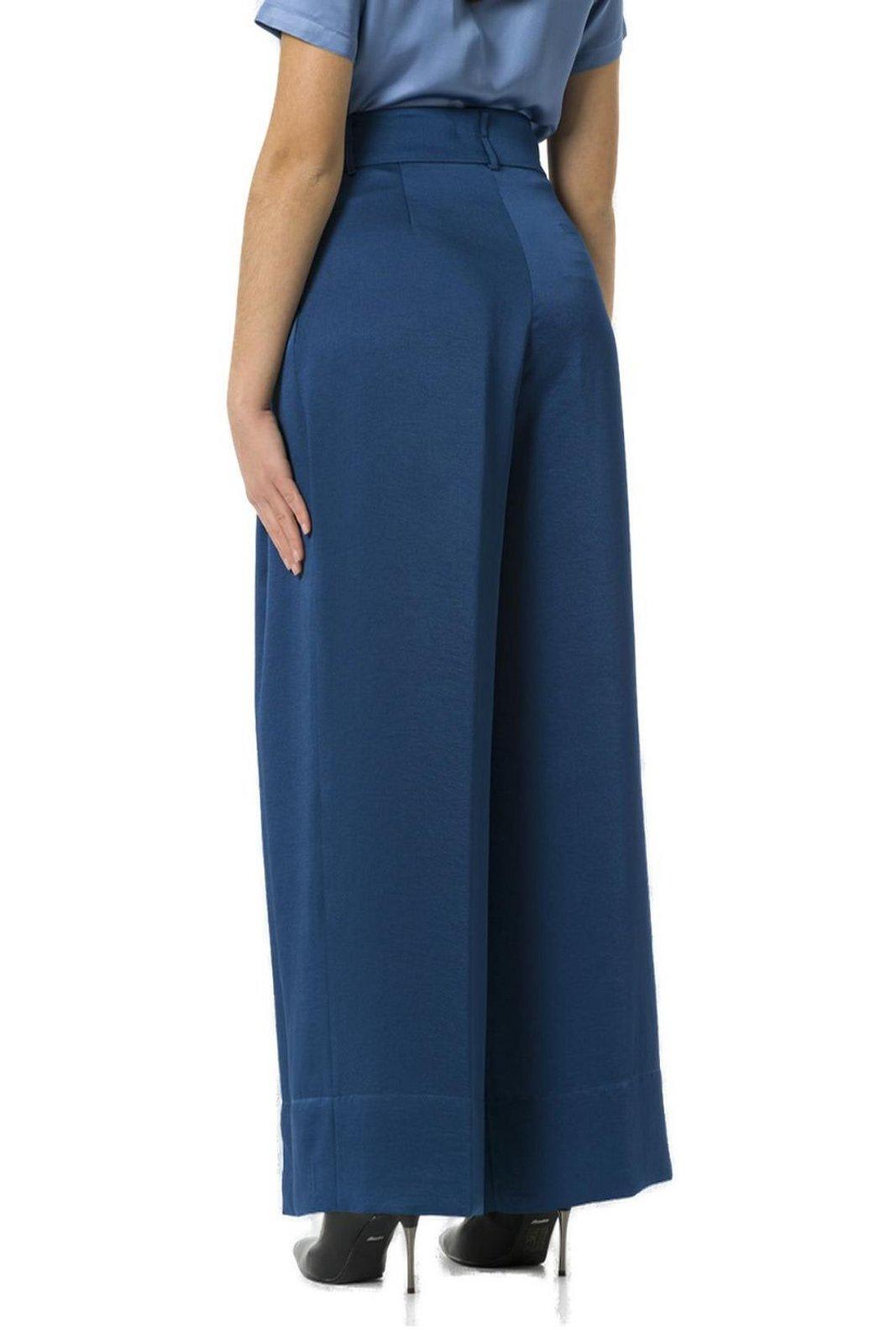 Liu •jo Liu Jo Wide-leg Blue Flared Pants With A Pressed Crease
