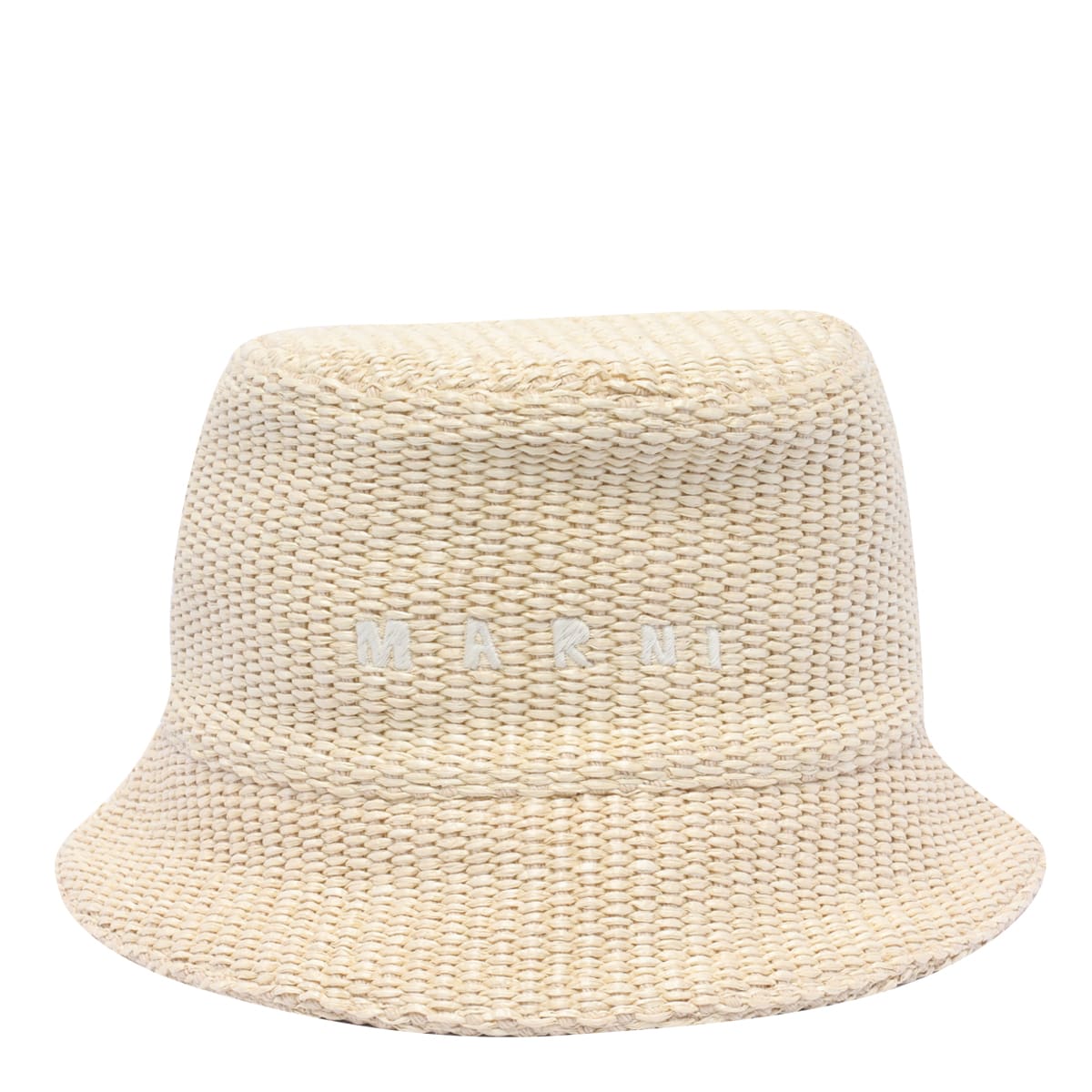 MARNI BUCKET HAT RAFIA EFFECT WITH EMBROIDERED LOGO