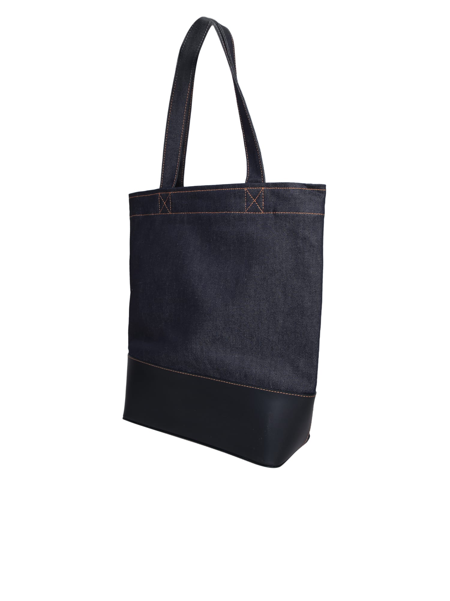 Axelle logo-print denim and leather tote bag | A.P.C.