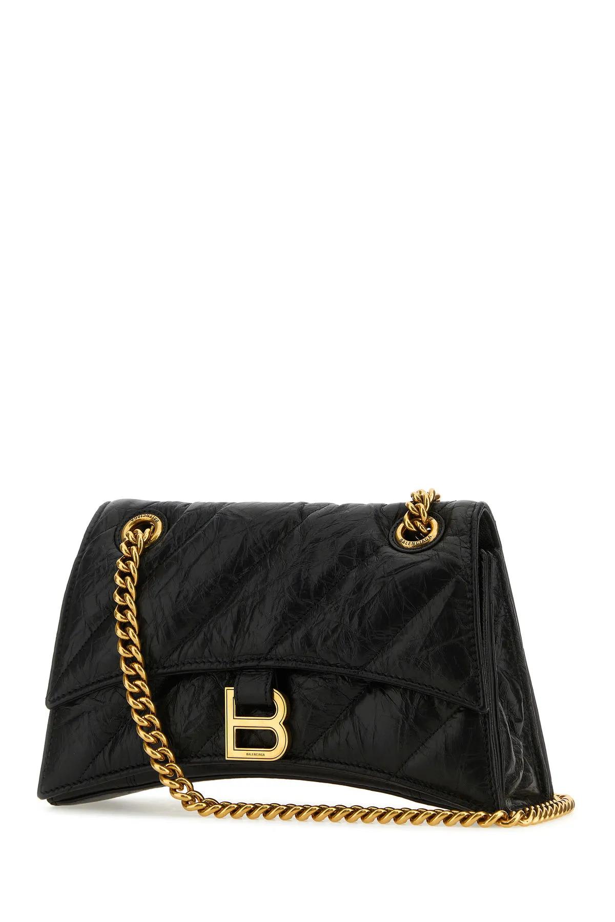 Shop Balenciaga Black Leather Small Crush Shoulder Bag