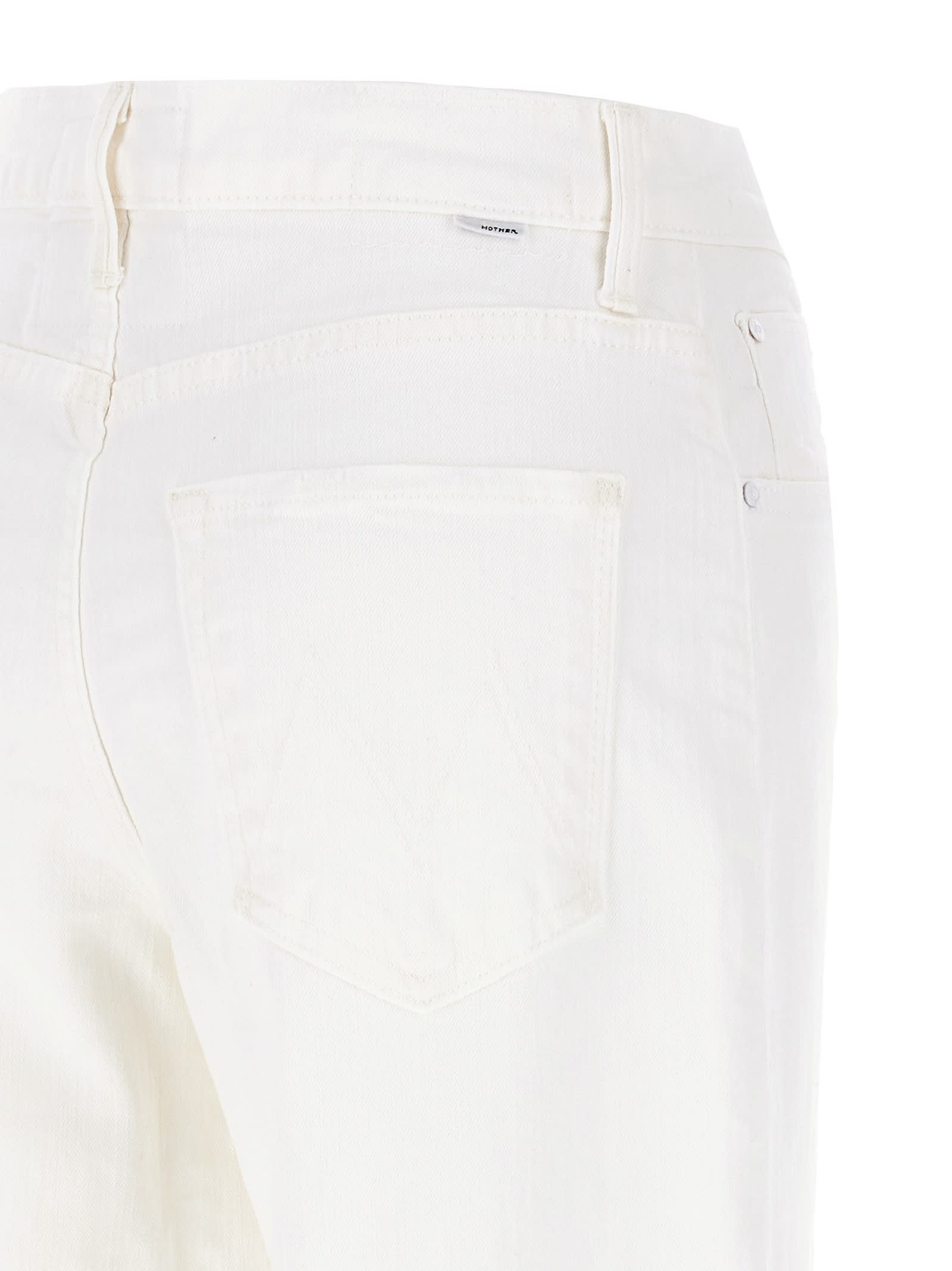 Mother The Spinner Zip Sneak Jeans In White