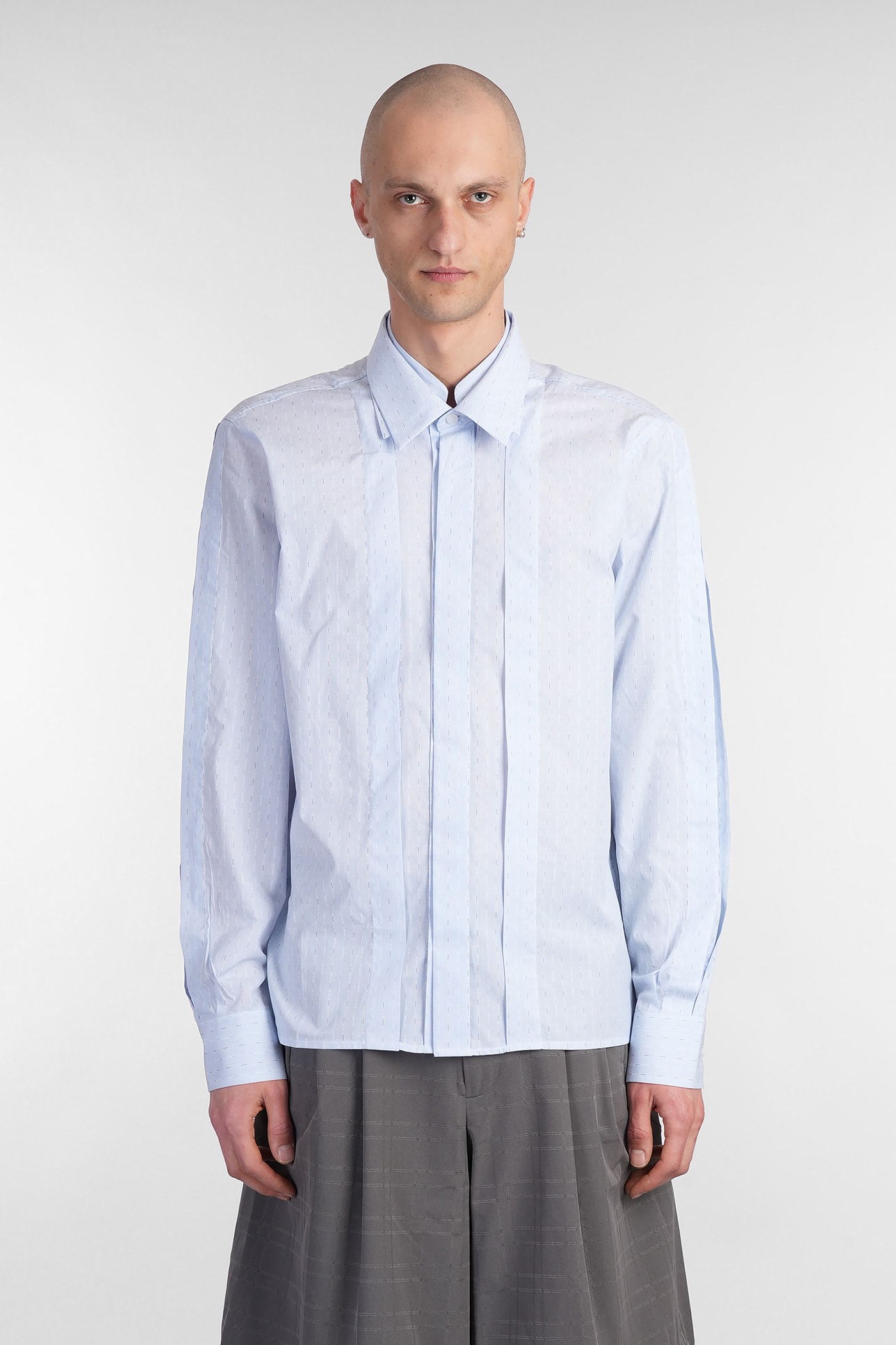 J.L-A.L J. L-A. L Palaeo Shirt Shirt In Cyan Cotton