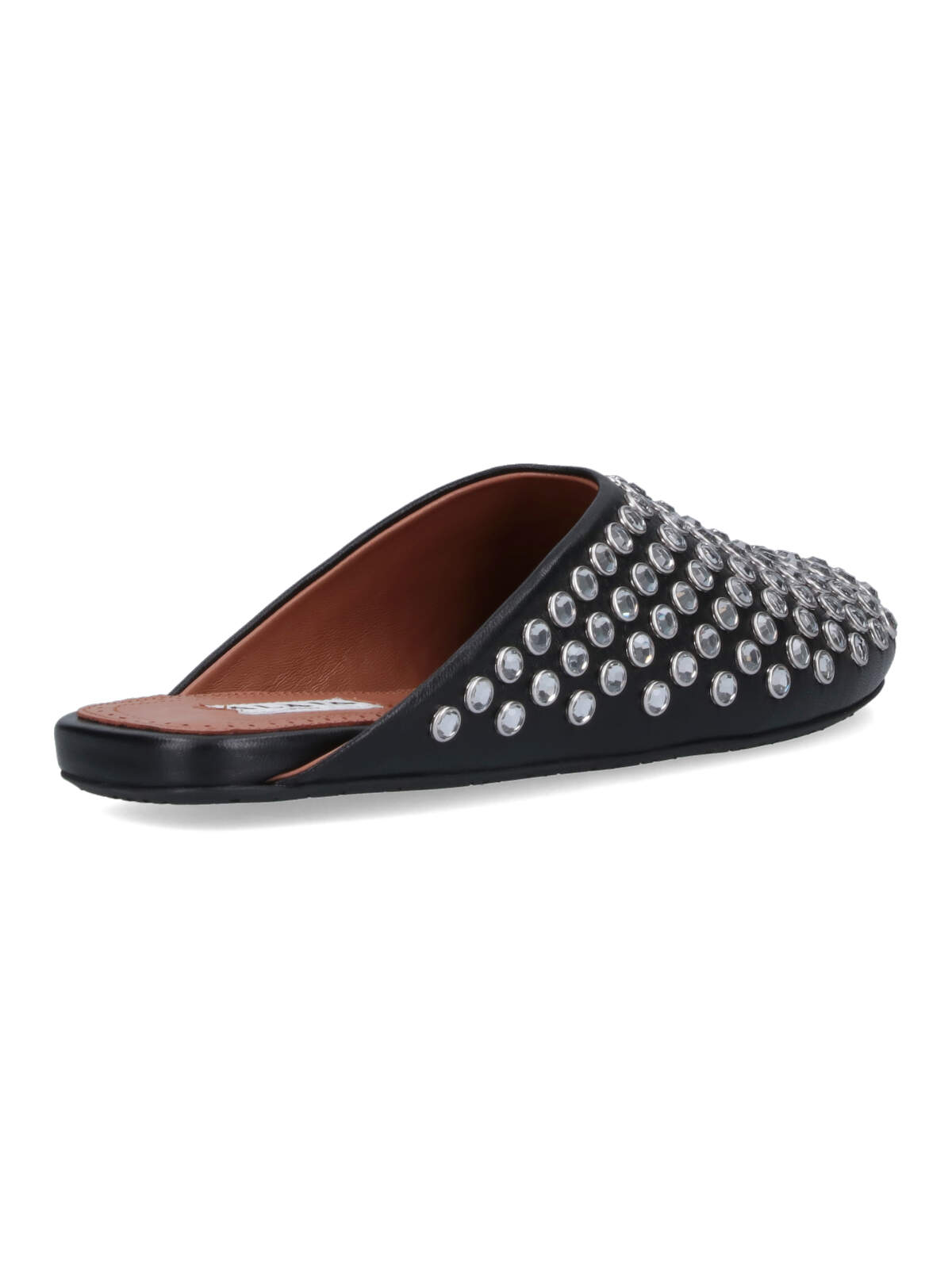 Alaïa Women Black Nappa Leather Rhinestone Flat Mules In Black