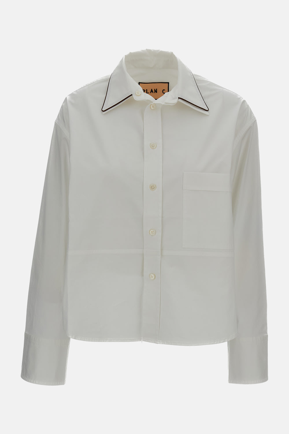 Plan C Boxy Shirt Piped Trim In White