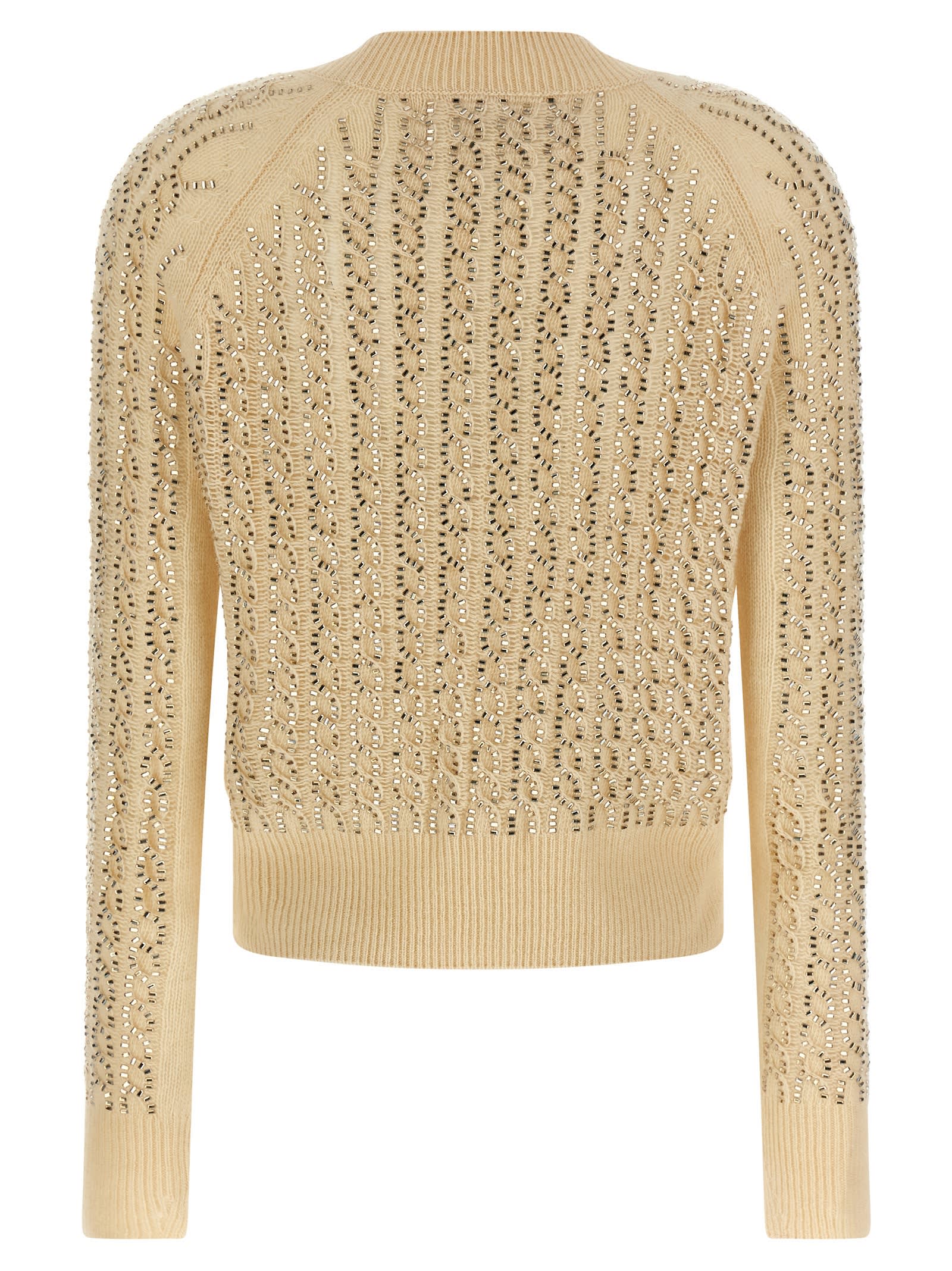 Ermanno Scervino Baguette Studded Sweater Sweaters And Cardigans Beige In Yellow