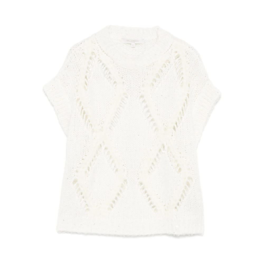 Antonelli Diamond Pattern Knitted Sweater In White
