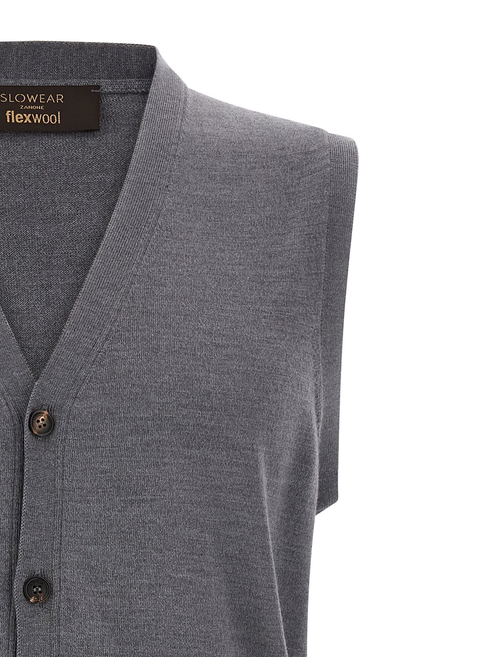Zanone Knit Sleeveless Vest V-neckline In Gray