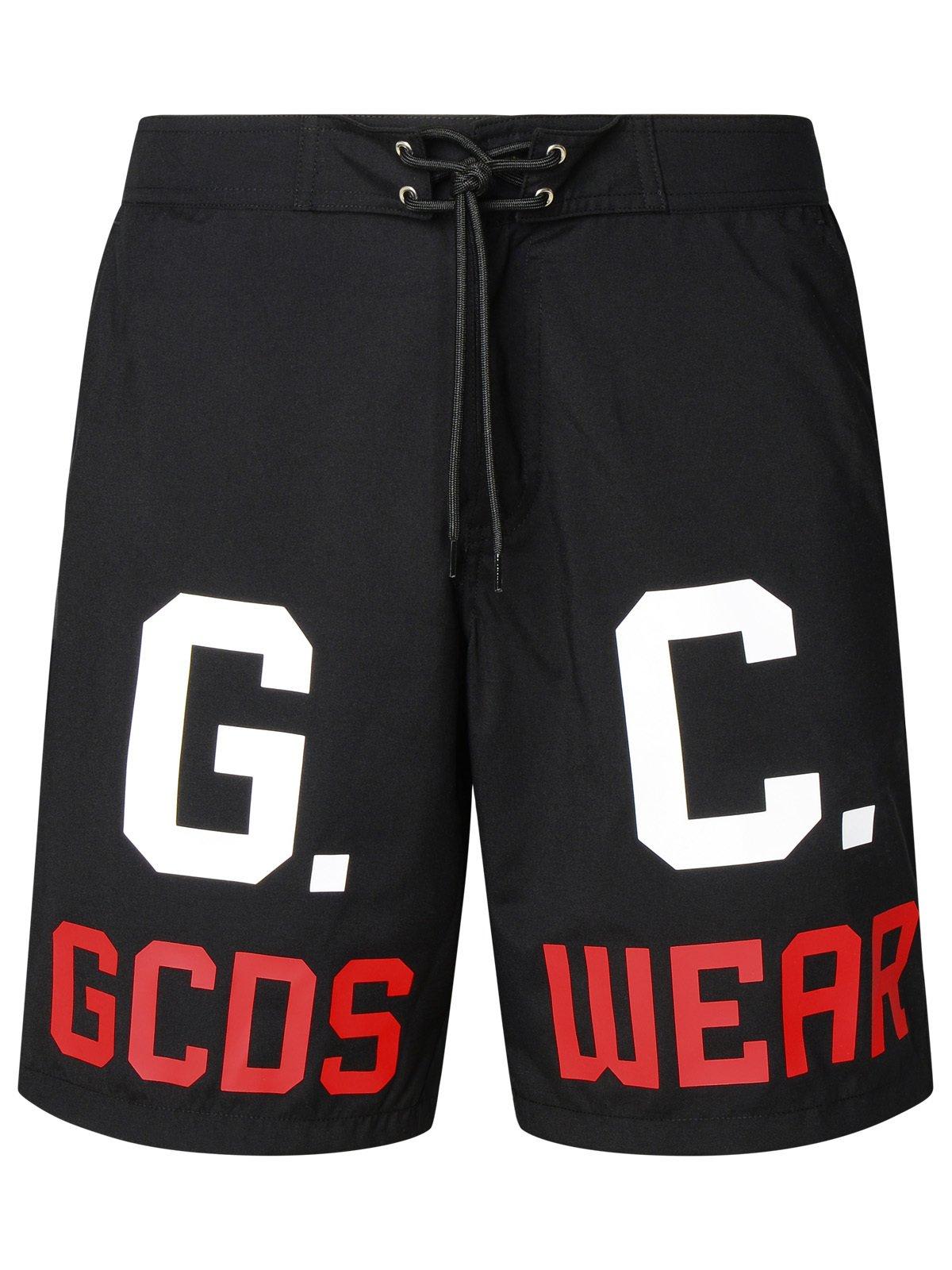 Shop Gcds Logo-printed Swim Shorts In Nero