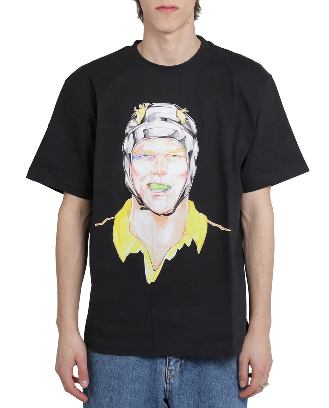 J.W. Anderson Jw Anderson X Pol Anglada Black Rugby Face T-shirt