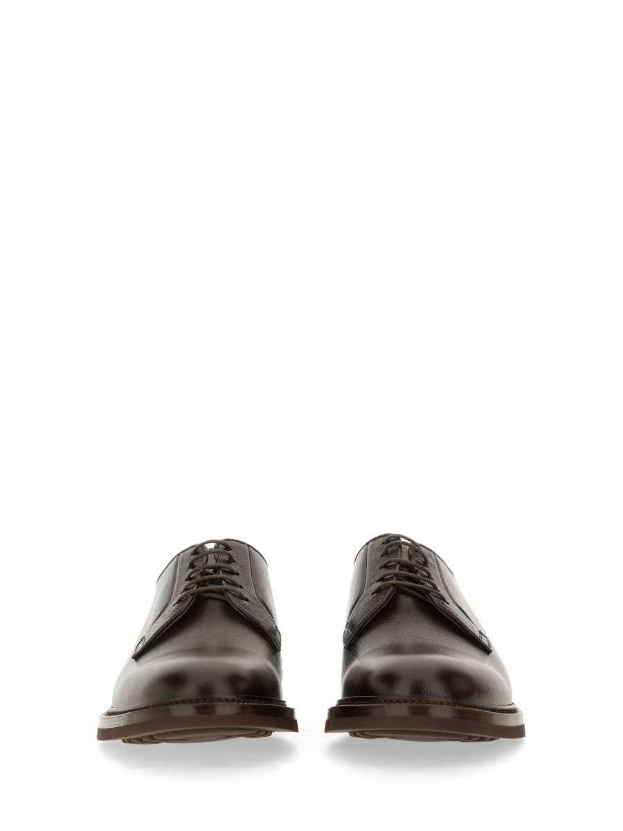 Shop Brunello Cucinelli Leather Derby. In Brown