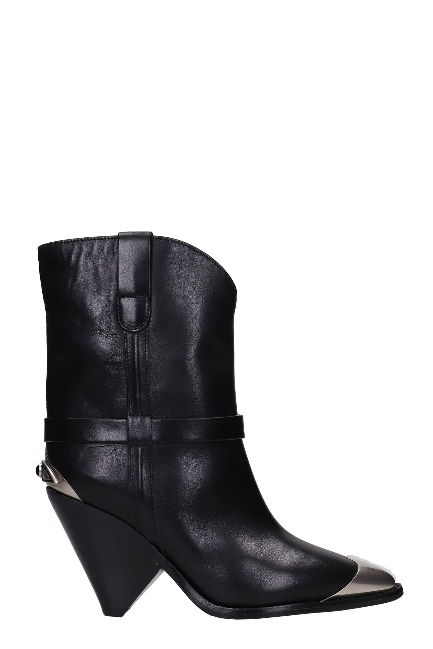 Isabel Marant Lamsy Texan Ankle Boots In Black Leather
