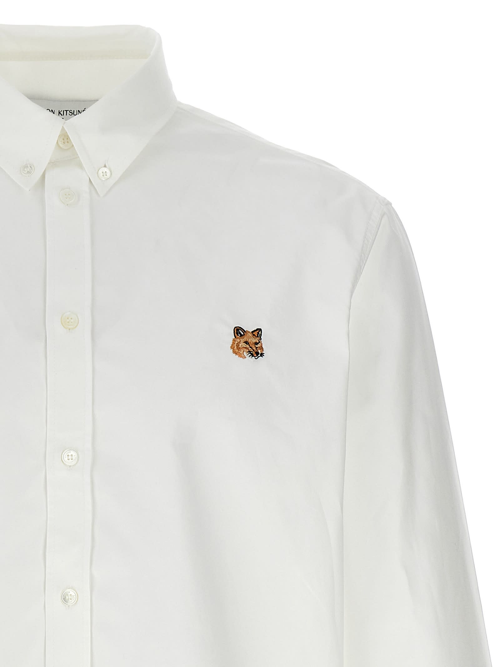 Shop Maison Kitsuné Mini Fox Head Shirt In White