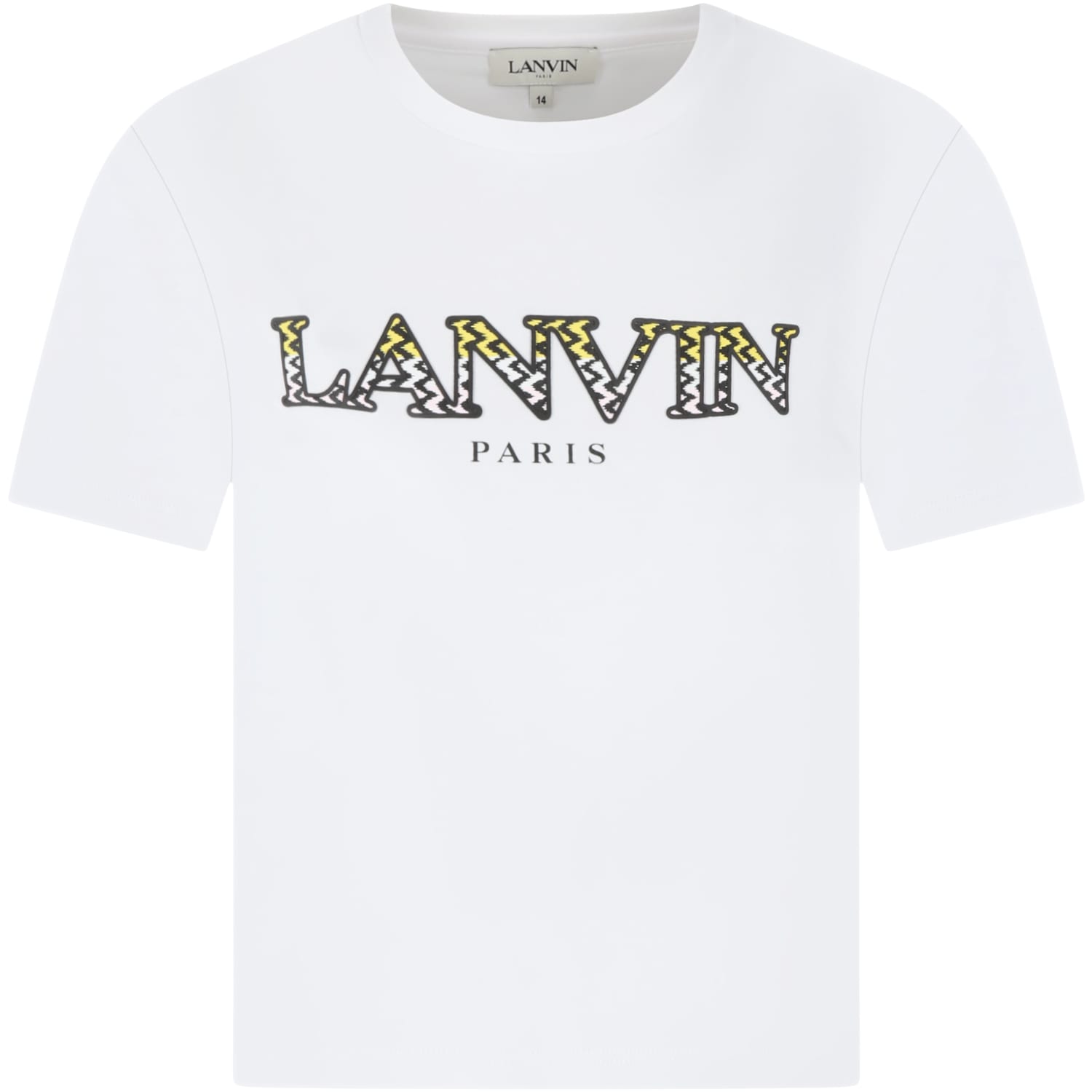Lanvin Kids' White T-shirt For Girl With Logo In Bianco