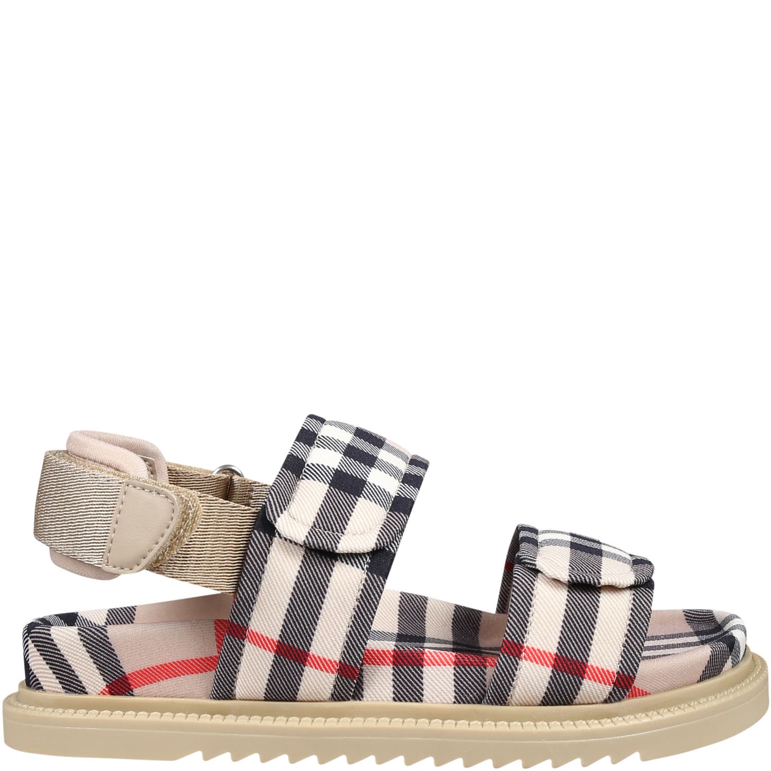 Shop Burberry Beige Sandals For Kids With Vintage Check