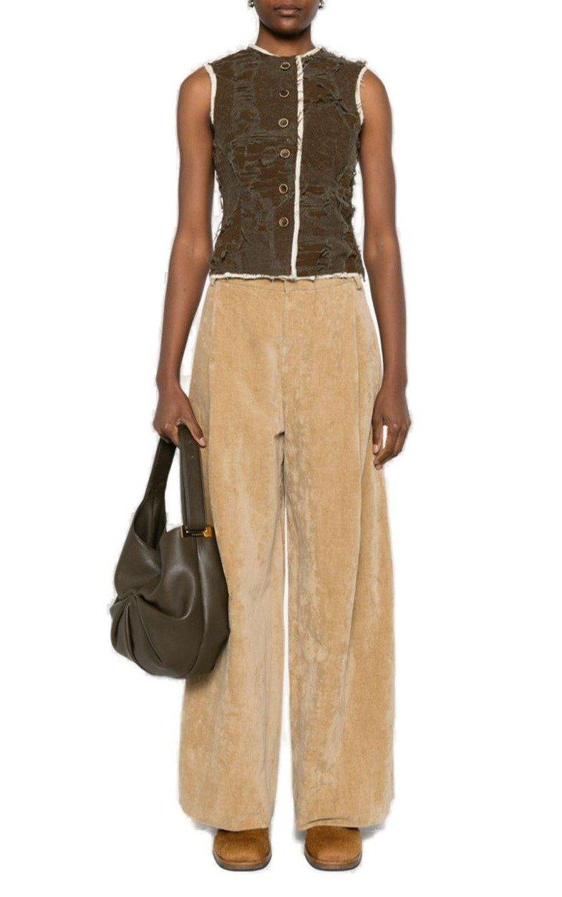 Uma Wang Trousers Belt-looped Wide-leg Trousers In Tan