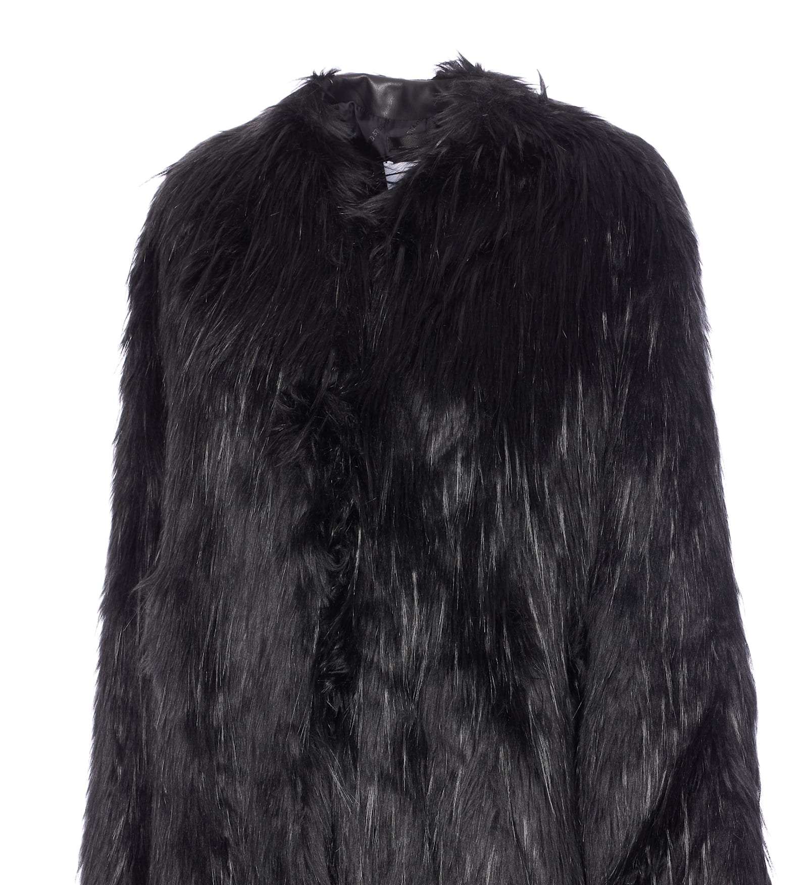 Stand Studio Carolina Faux Fur Long Coat In Black