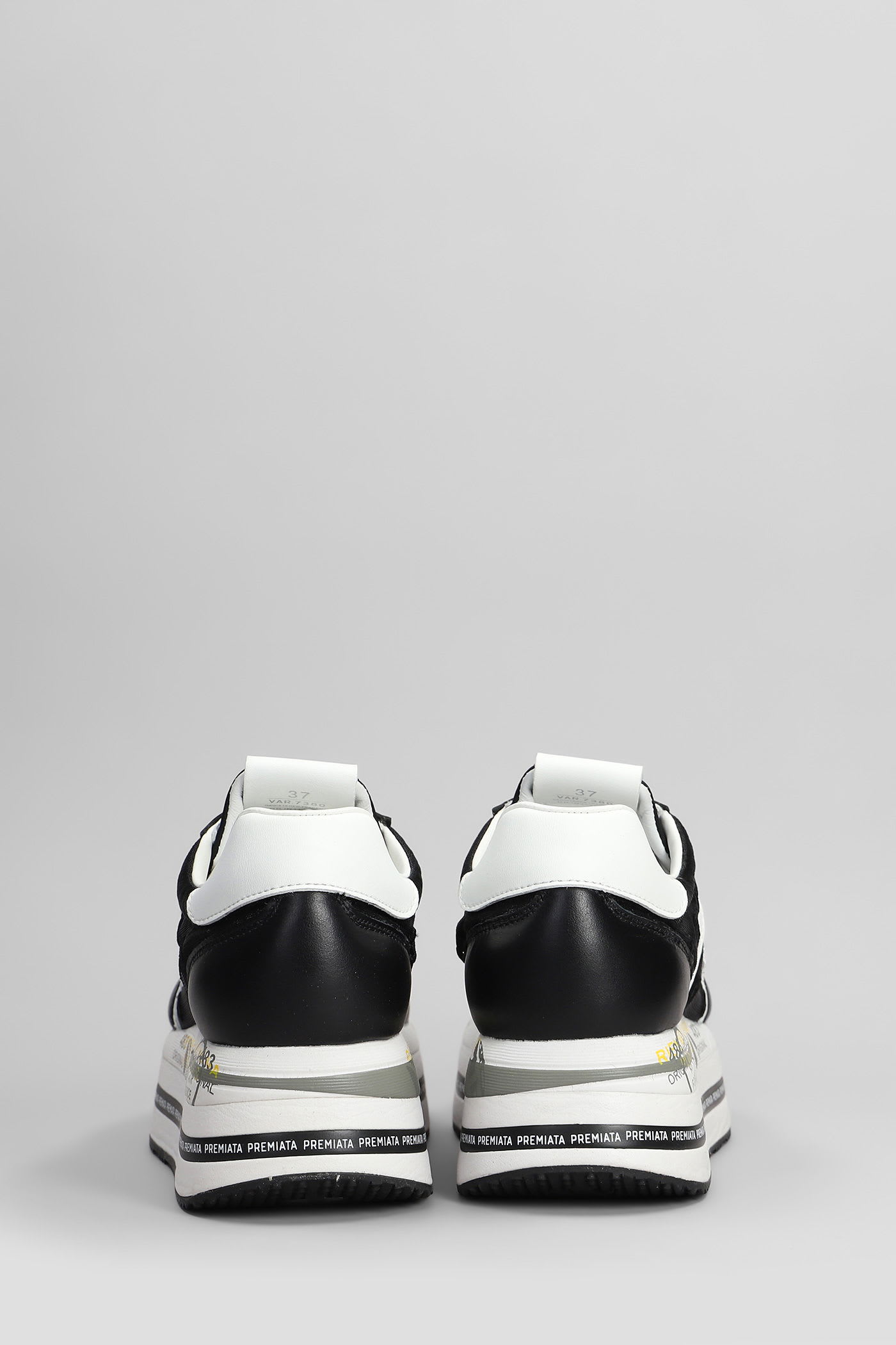 Premiata Beth Sneakers In Black Leather And Fabric In Black