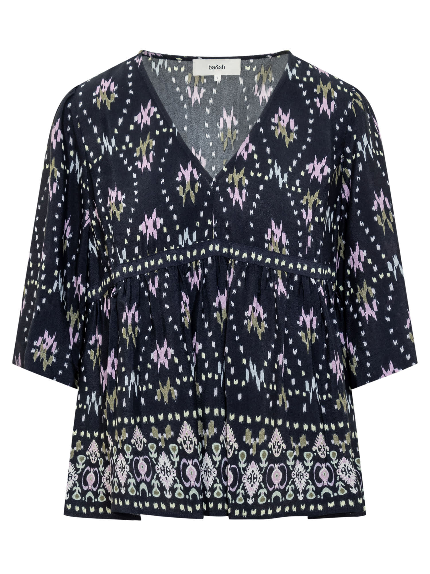 Shop Ba&amp;sh Blouse With Scarf Style Print In Bleunuit