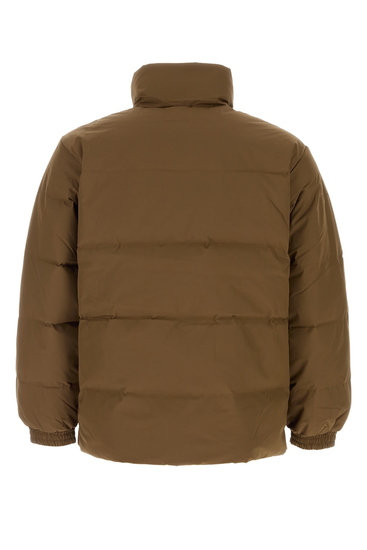 Carhartt Quilted High Collar Jacket With Front Pockets In Chocolatewhite