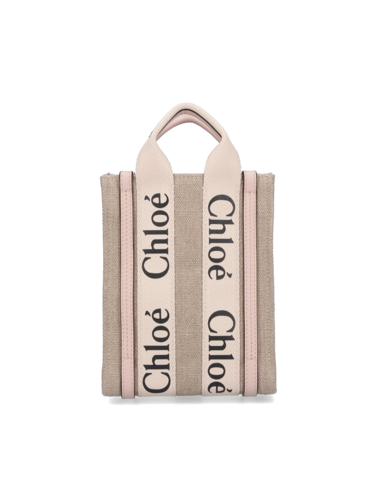 Shop Chloé Woody North South Mini Bag In Beige