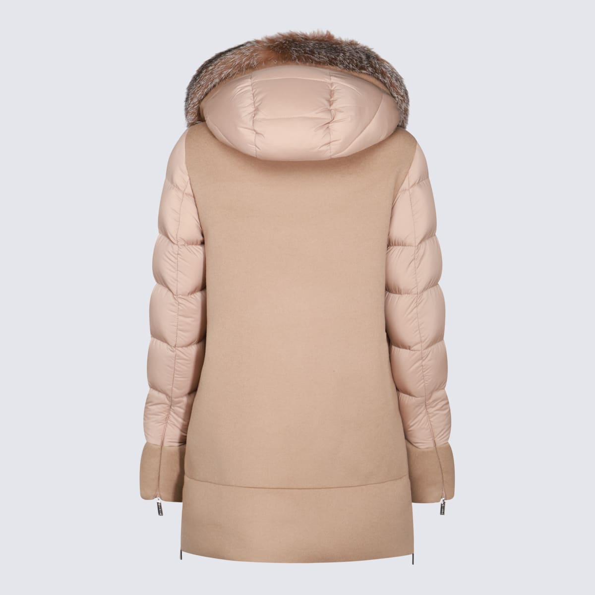 Shop Moorer Beige Wool Down Jacket In Brown