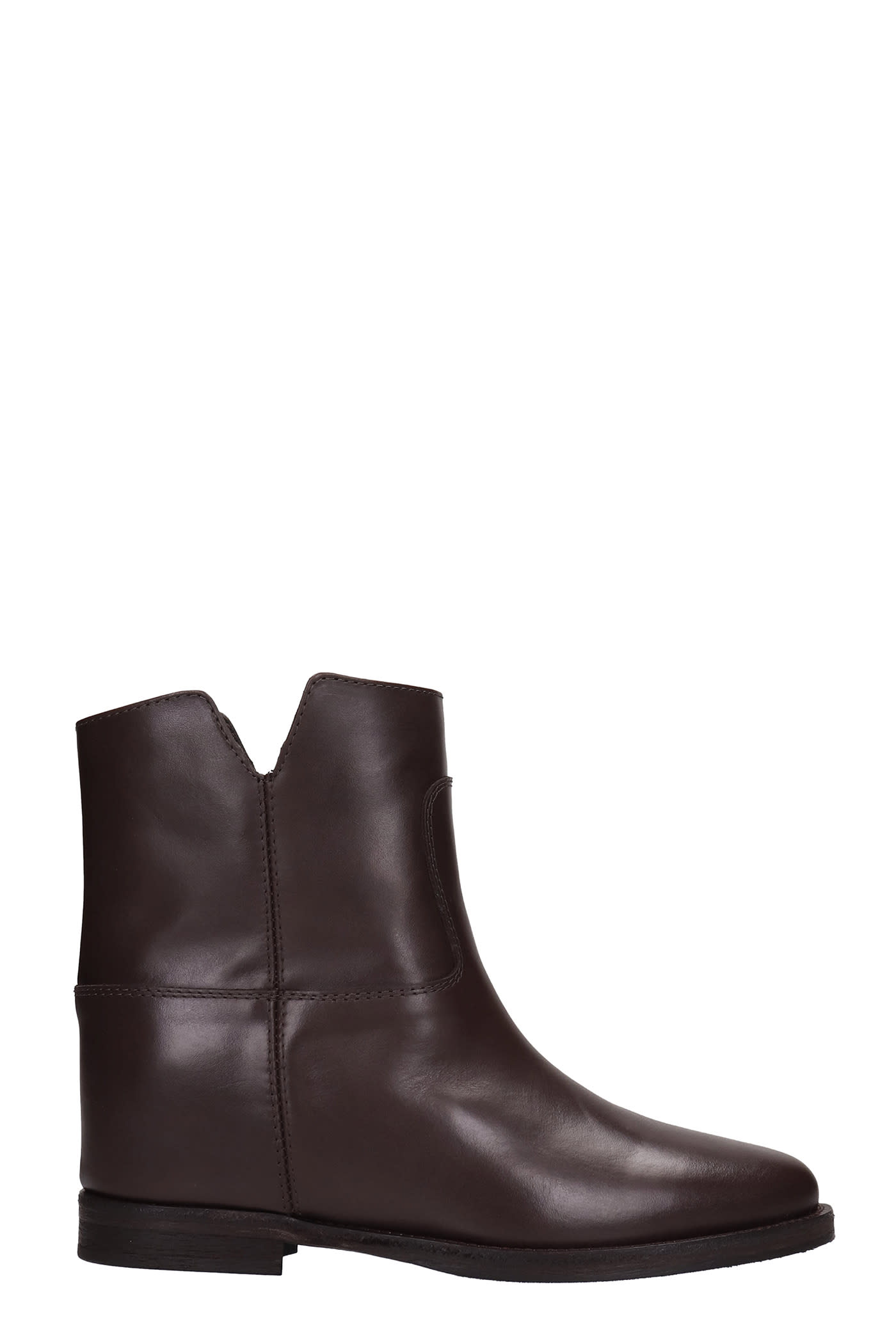 Via Roma 15 Ankel Boots Inside Wedge In Dark Brown Leather
