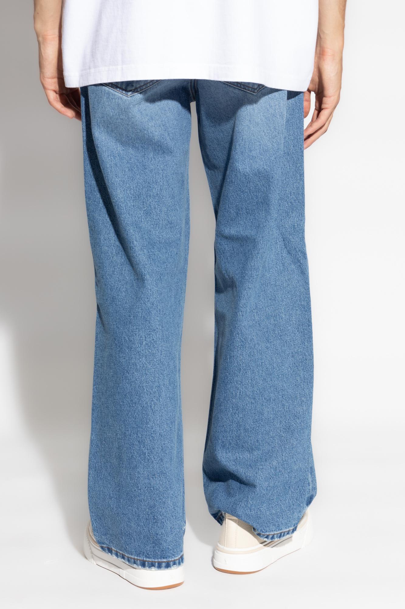 Shop Jacquemus Jeans With Straight Legs In Blue