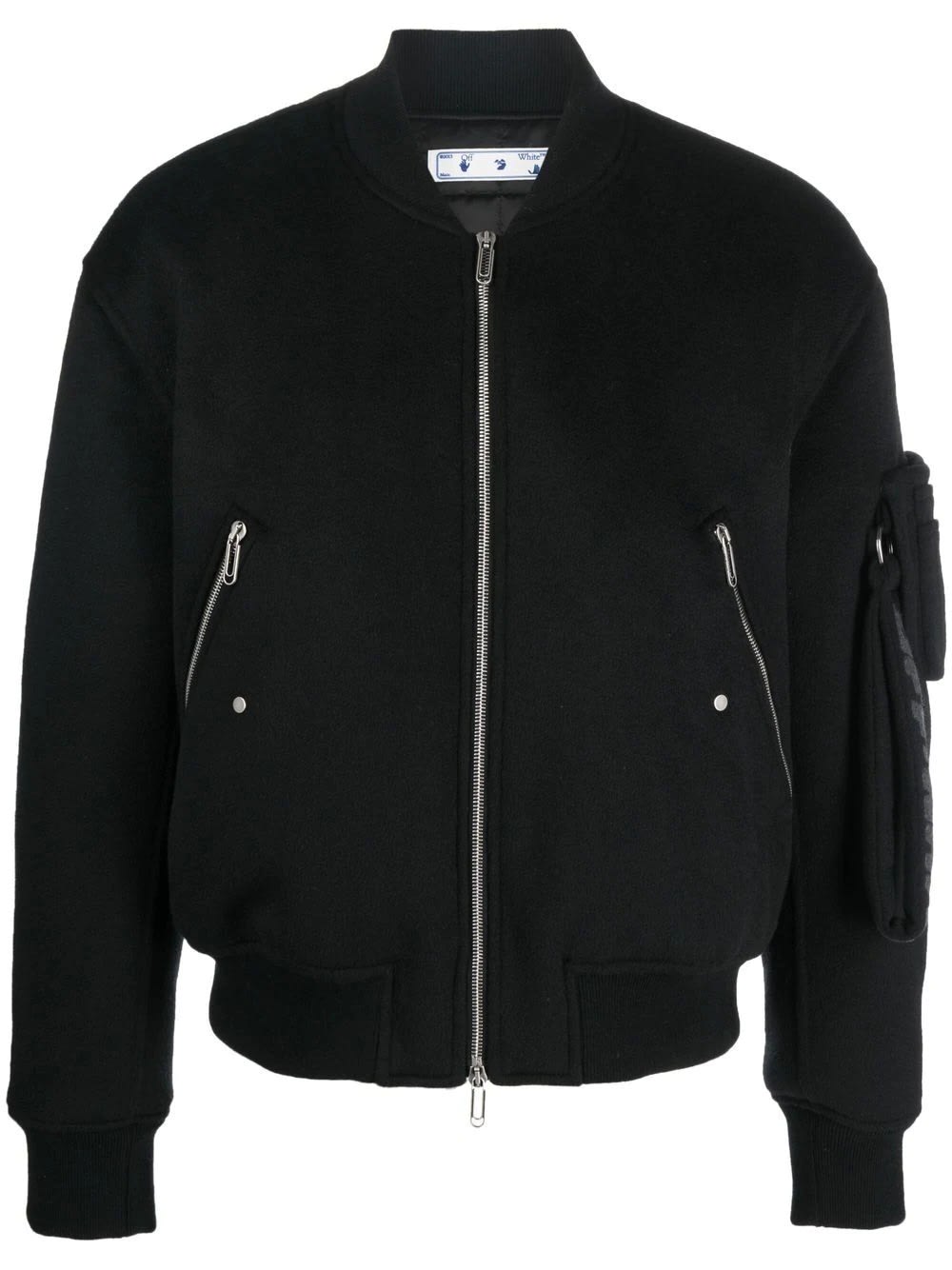 OFF-WHITE BLACK CASHMERE QUOTE BOMBER JACKET
