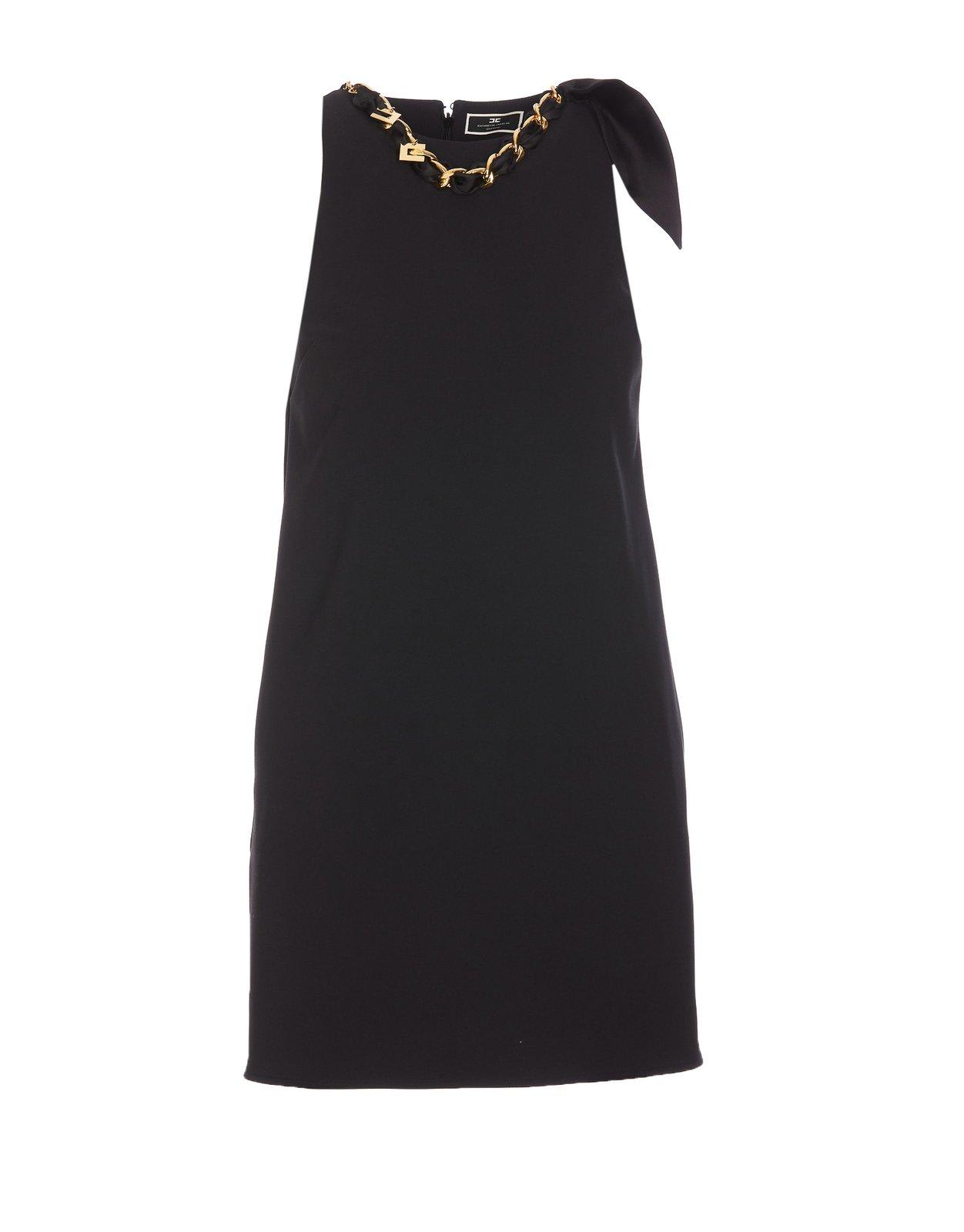 Elisabetta Franchi Chain-detail Crepe Minidress In Black