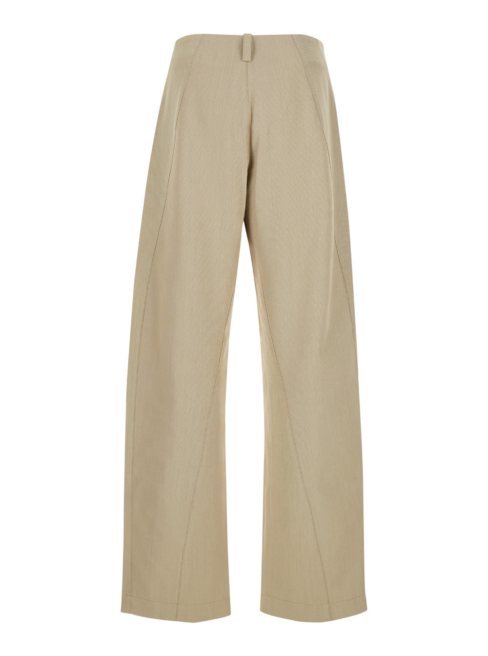 Shop Jacquemus Le Pantalon Scala Beige Pants With Wide Leg In Wool Blend Man