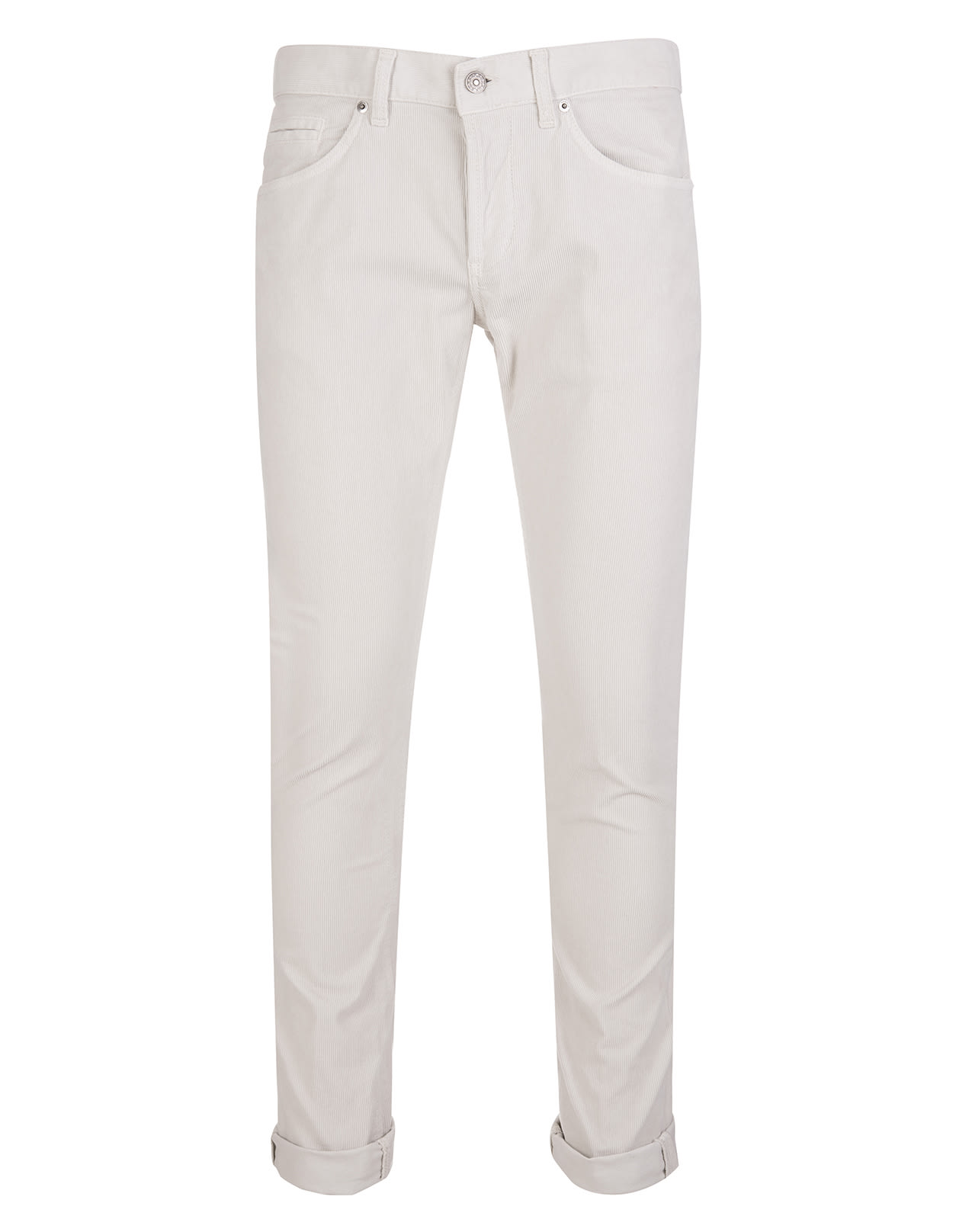 Dondup Man George Skinny Jeans In White Corduroy