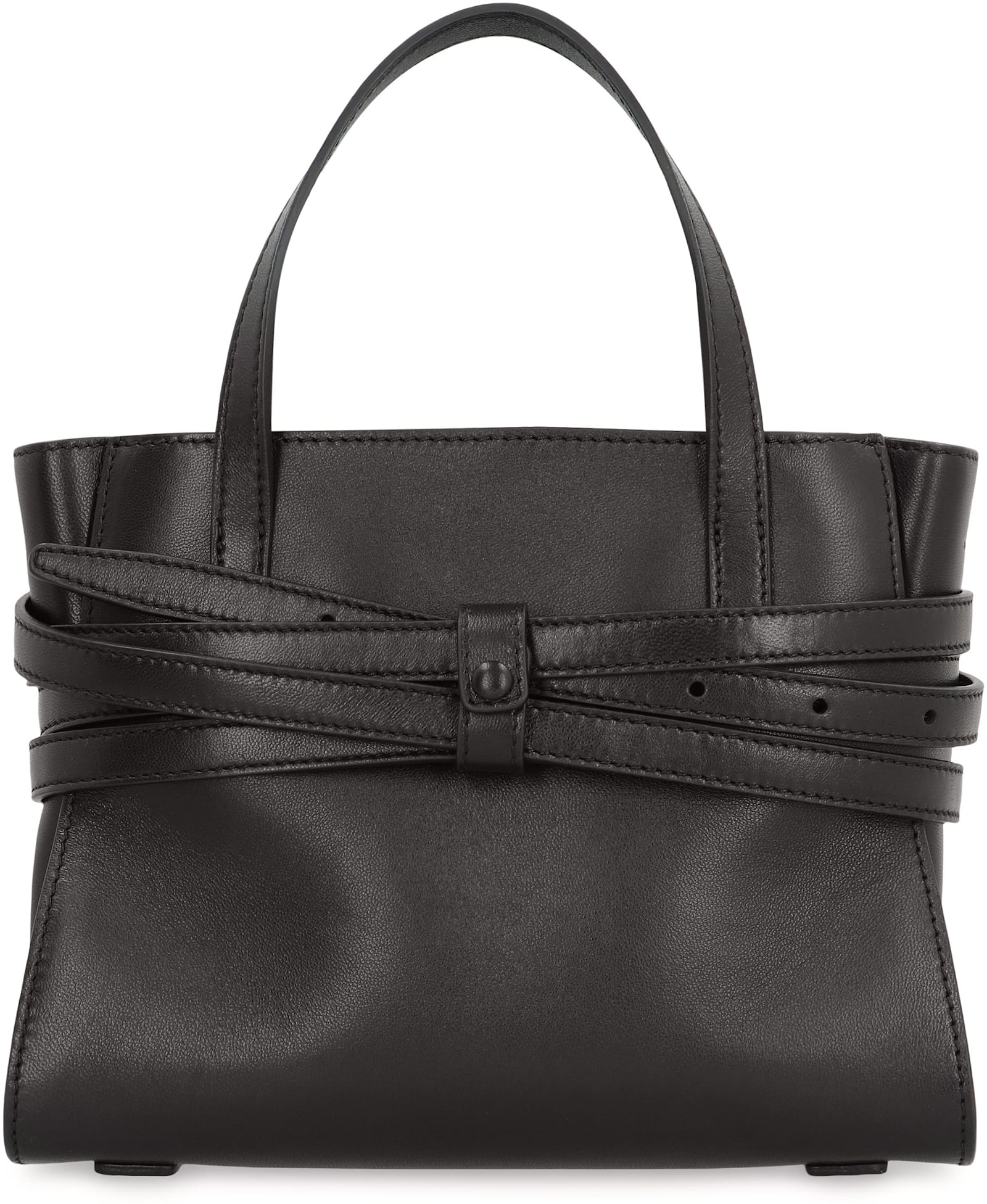 Moschino Tie Me Small Leather Handbag In Black
