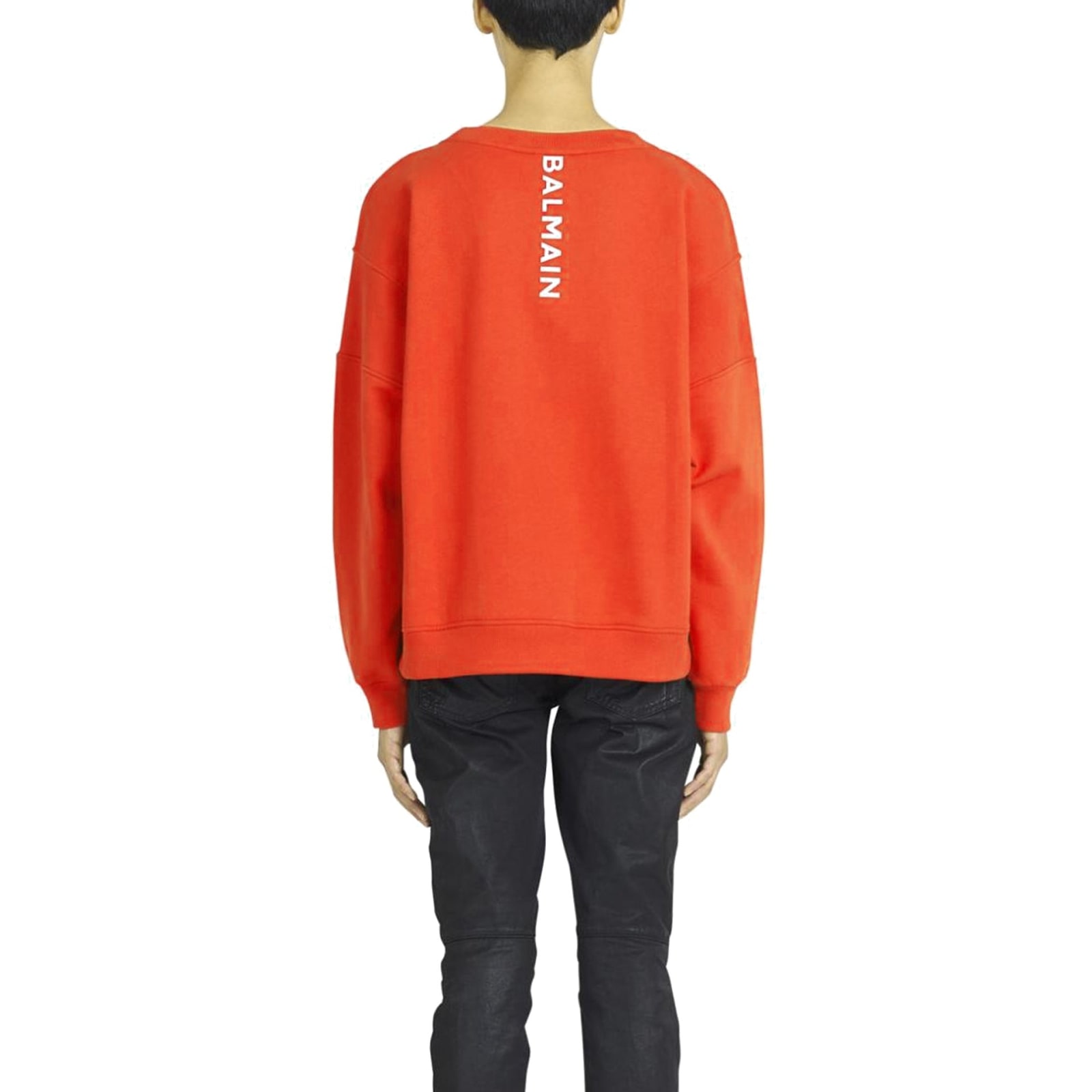 Shop Balmain Cotton Logo Sweatshirt In Orange