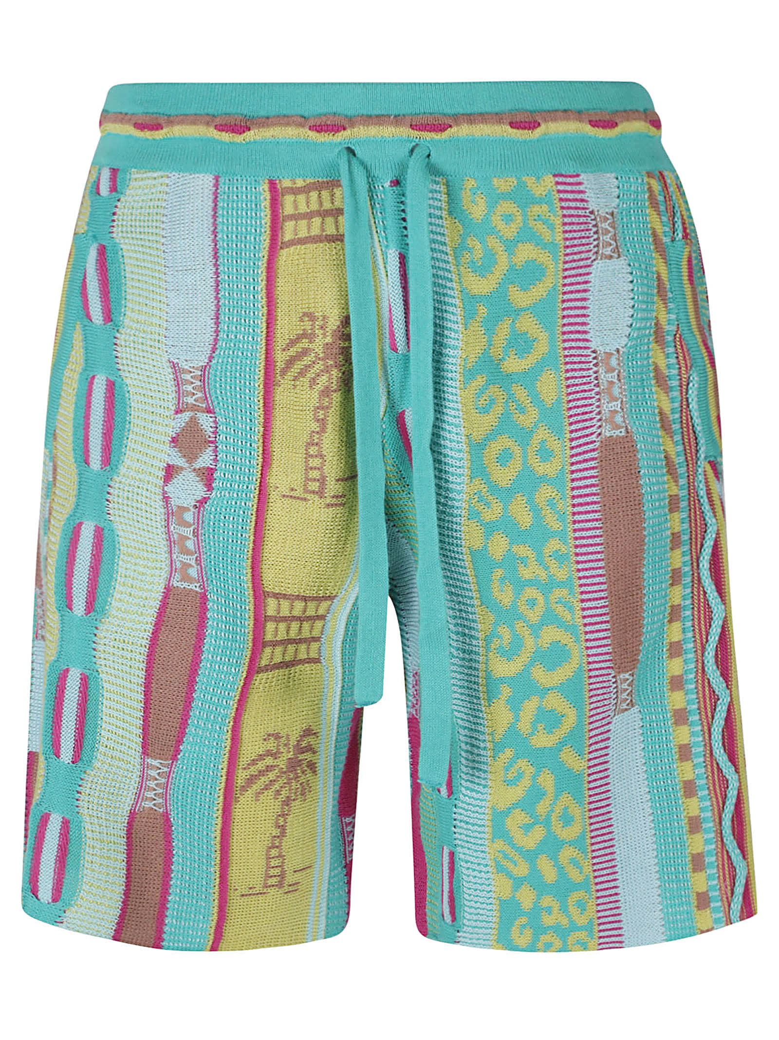 Shop Laneus Jacquard Shorts In Turquoise