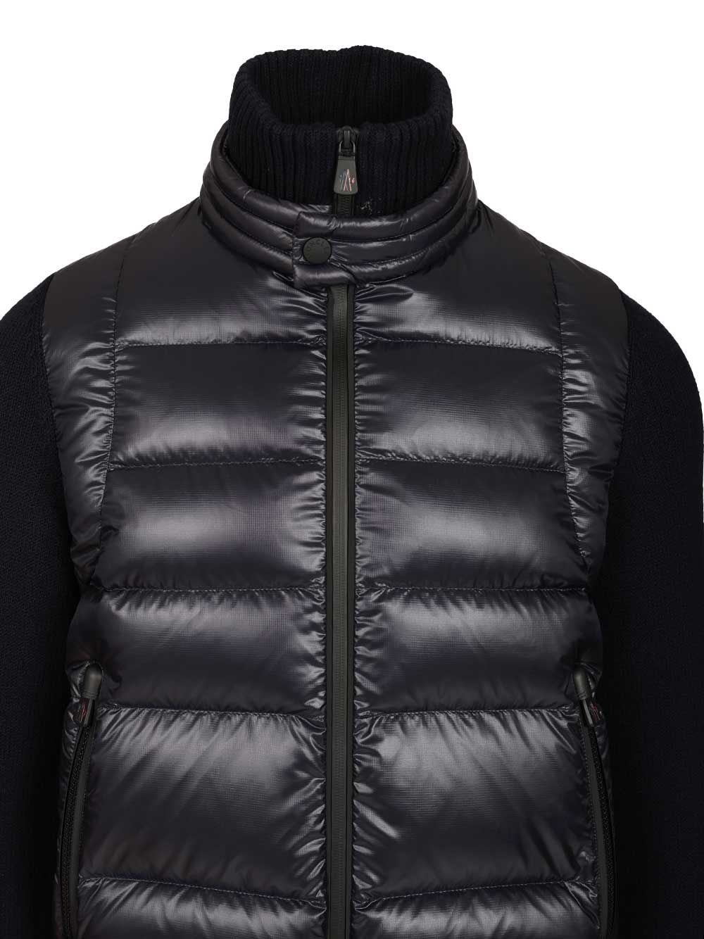 Moncler Padded Wool Cardigan In Black