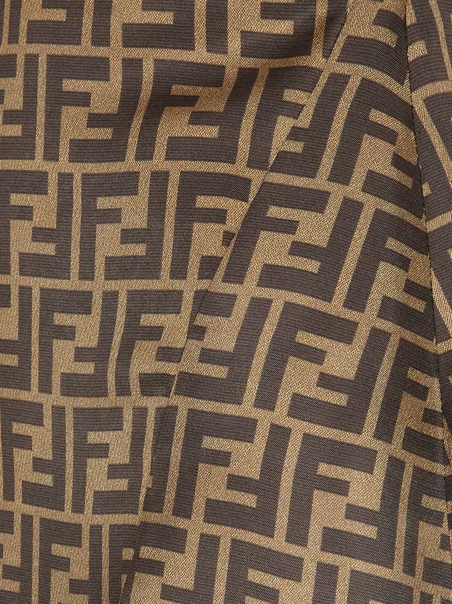Fendi Ff Twill High-waisted Skirt In Brown