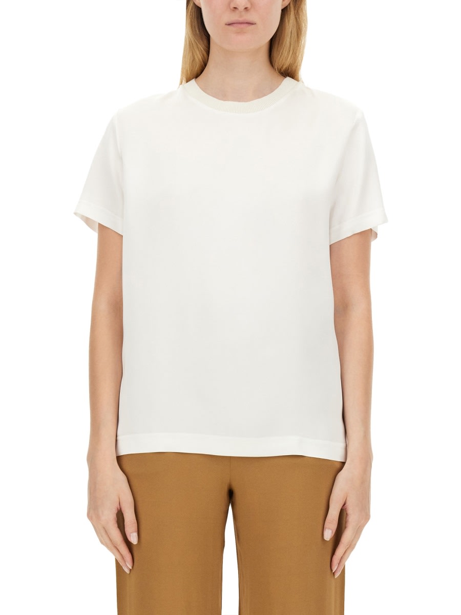 Shop Fabiana Filippi Satin T-shirt In White