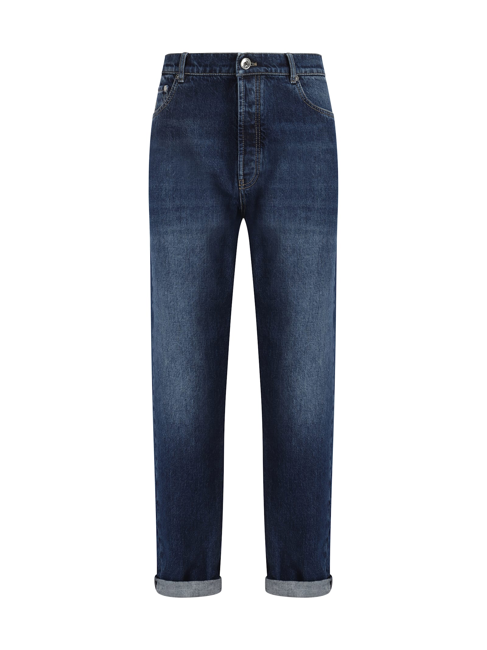 Shop Brunello Cucinelli Jeans In Denim Scuro Old