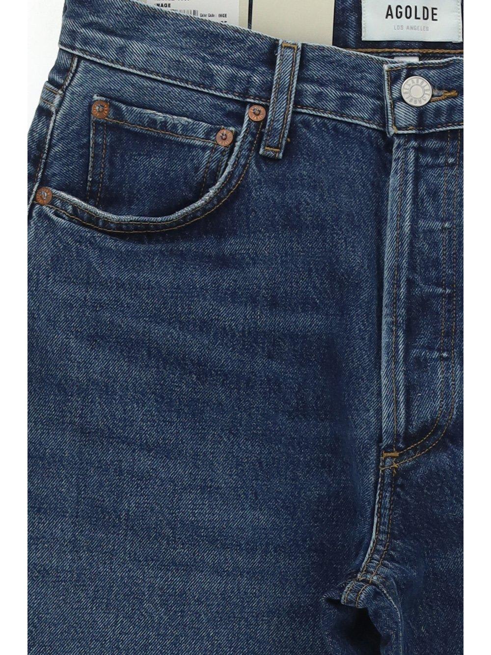Shop Agolde Logo Patch Straight Leg Jeans In Imge Blue
