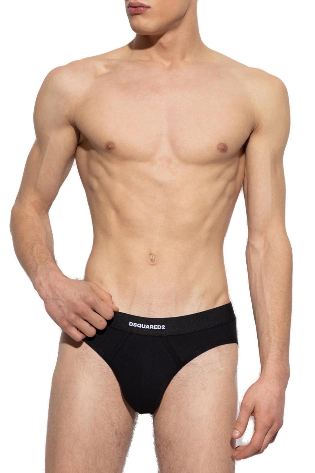 Dsquared2 Logo Waistband Two-pack Briefs In Black
