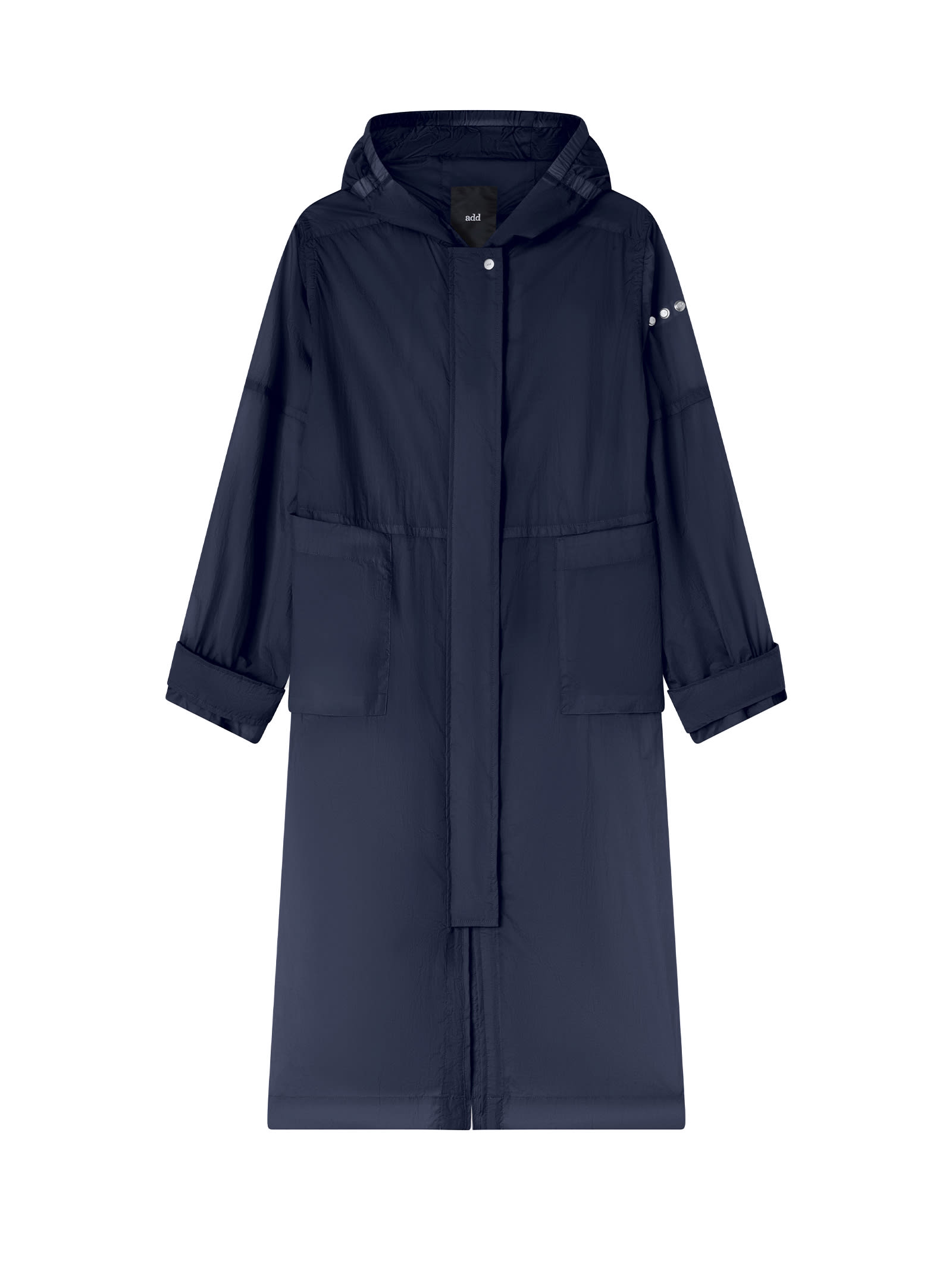 Long Navy Blue Parka With Hood
