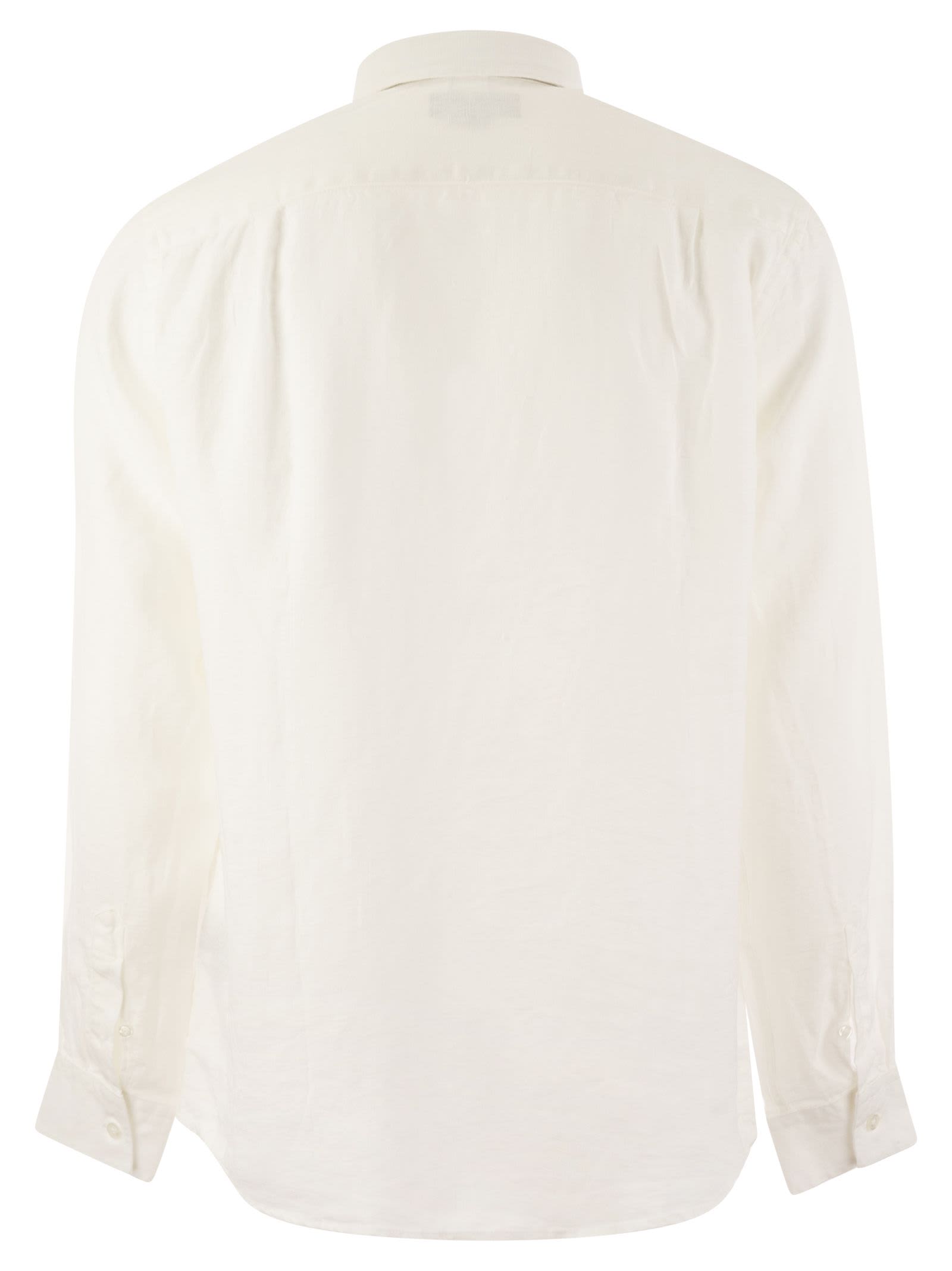 Shop Vilebrequin Long-sleeved Linen Shirt In White