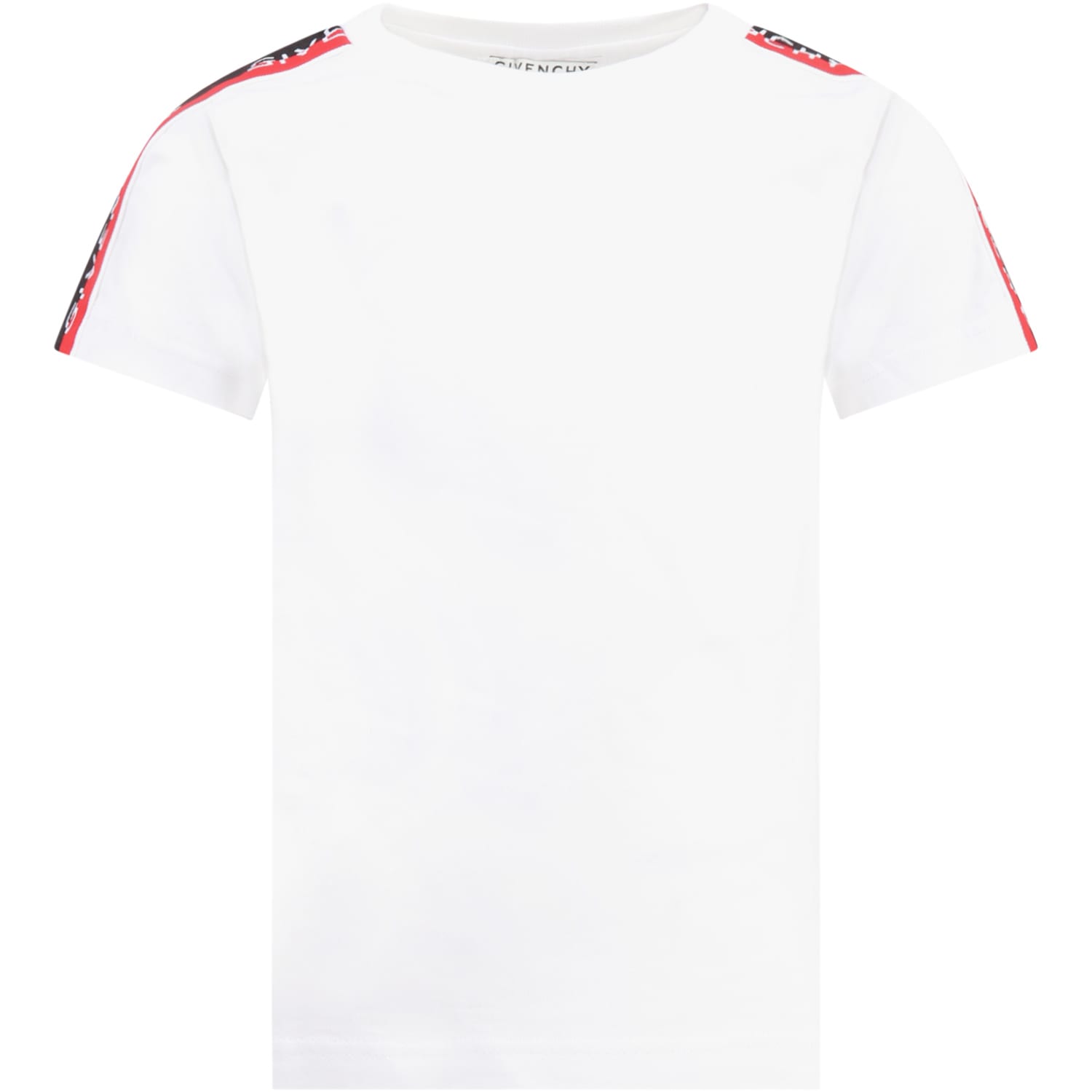 GIVENCHY WHITE T-SHIRT FOR BOY WITH STRIPES,11770986