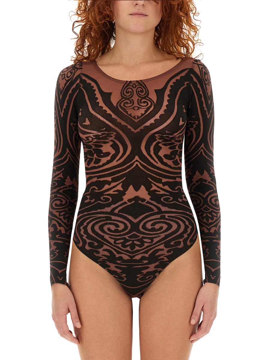 Shop Etro X Wolford Bodysuit In Brown