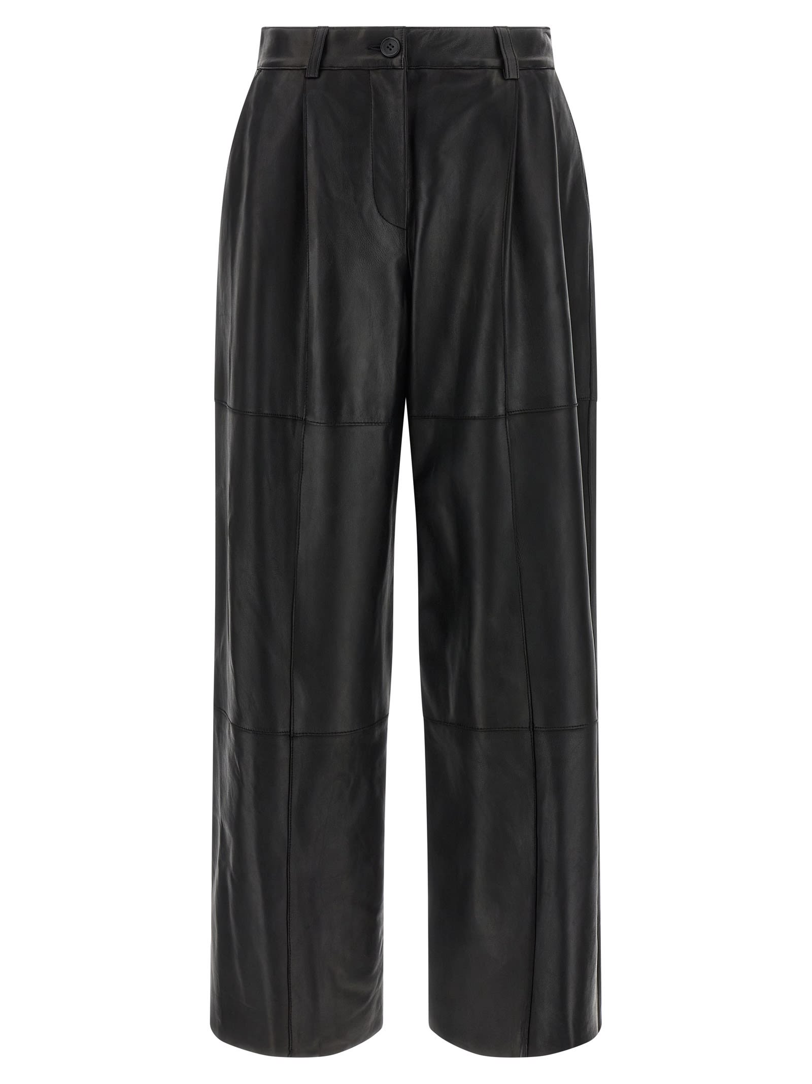 P.a.r.o.s.h Maciock25w Panelled Leather Trousers In Brown
