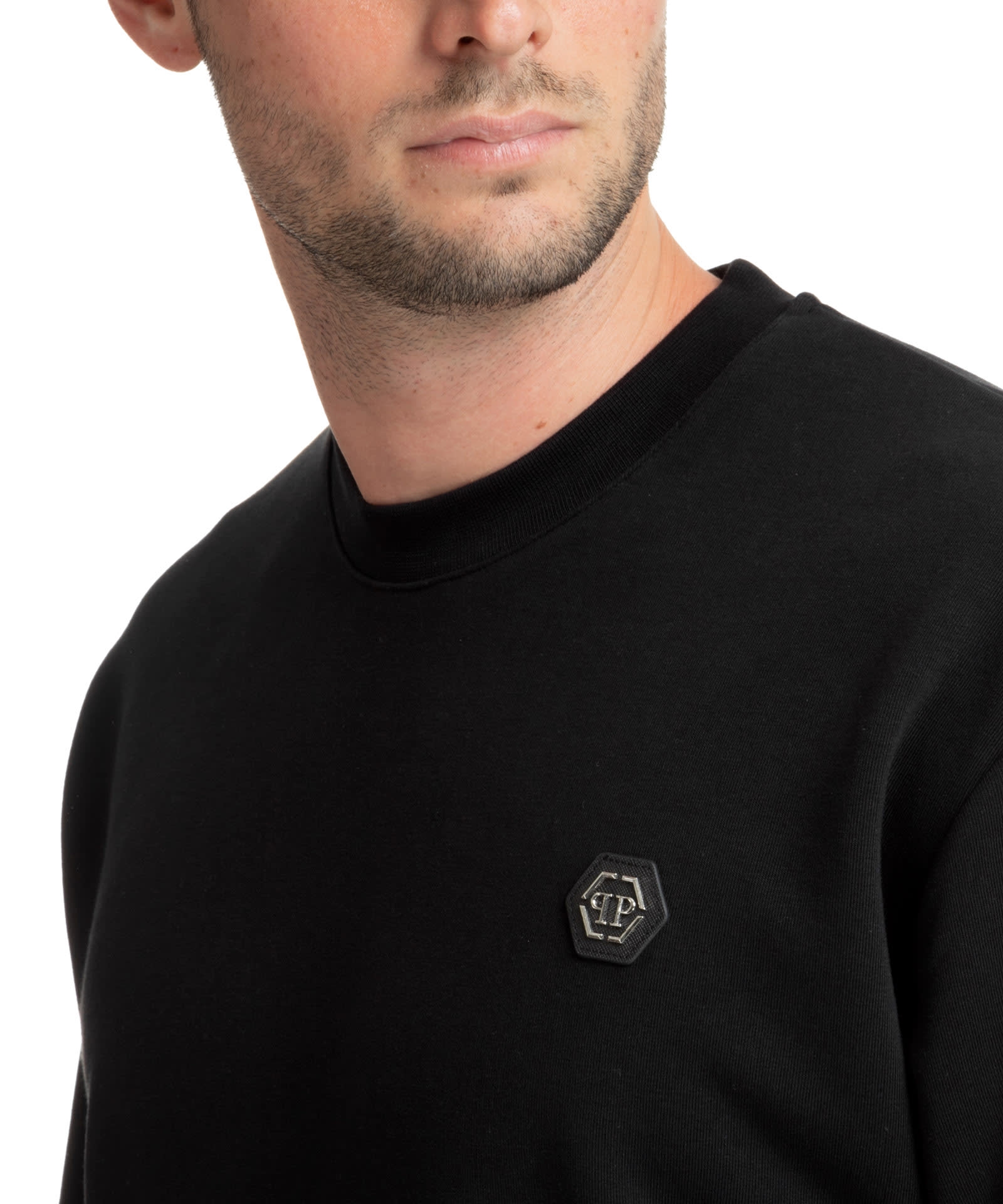 Shop Philipp Plein Hexagon Cotton Sweatshirt In Black