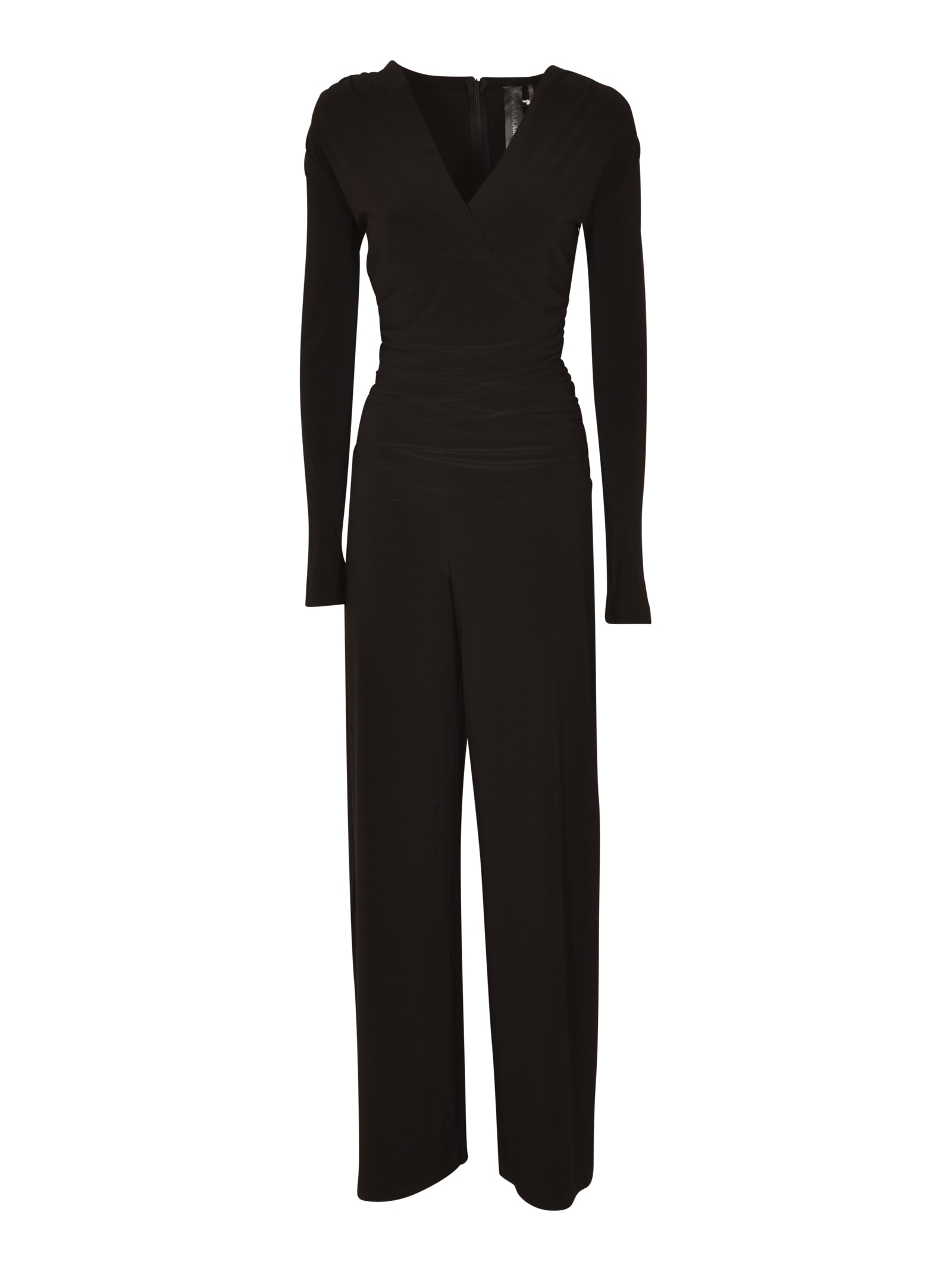Norma Kamali Rear Zip V-neck Bodysuit In Black