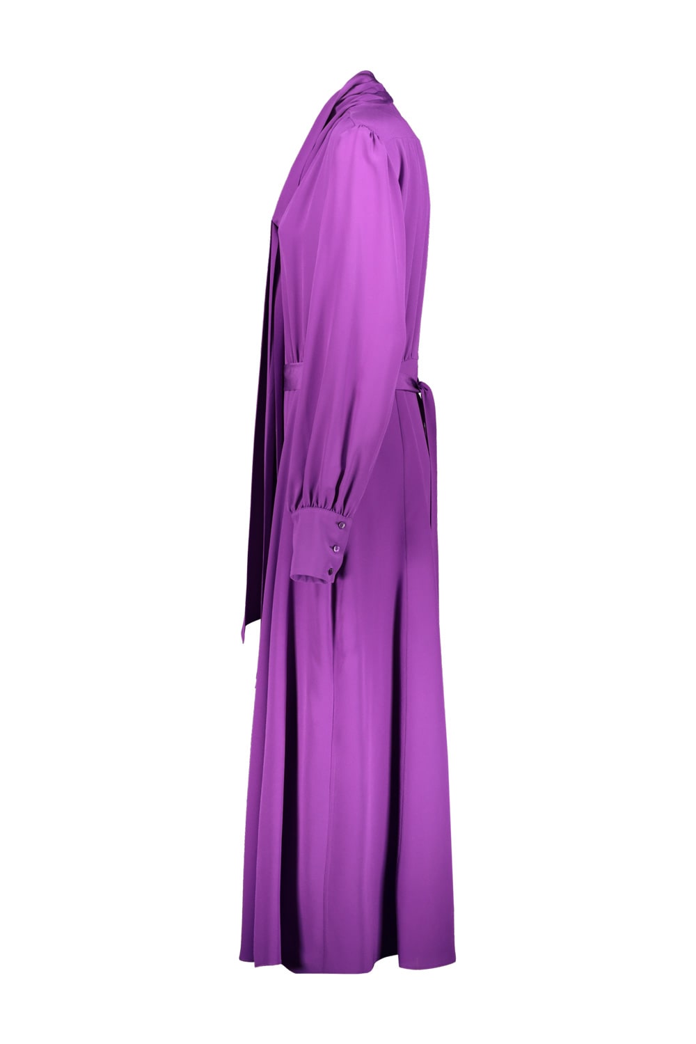 Shop Rochas Long Dress In Crepe De Chine In Briight Purple