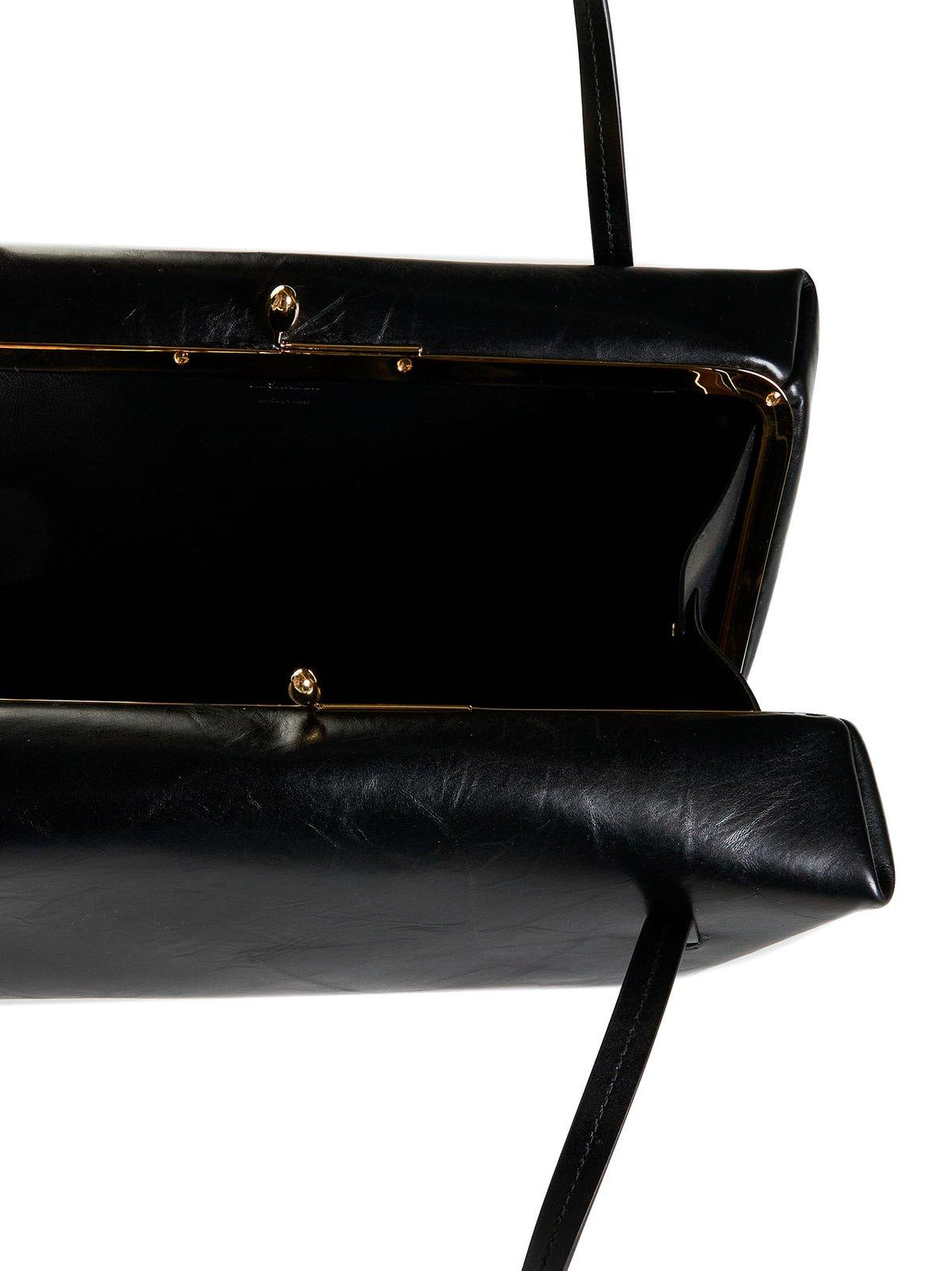 Jil Sander Large Goji Pillow Black Leather Bag In Black