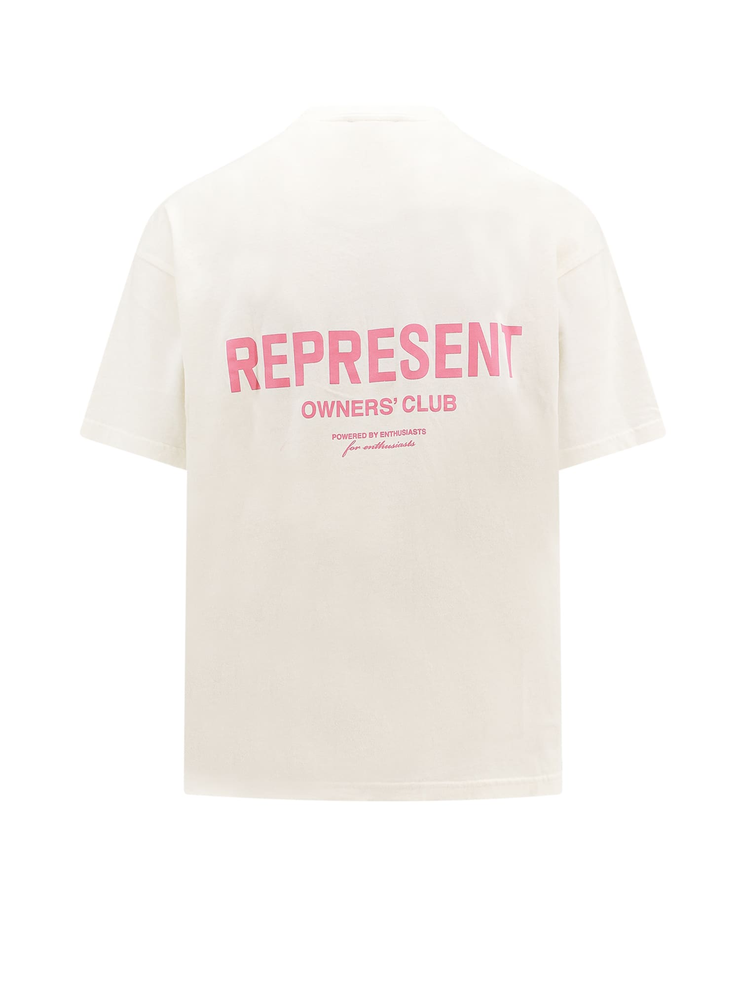 Shop Represent Logo Round Neck T-shirt In White/bubblegum Pink